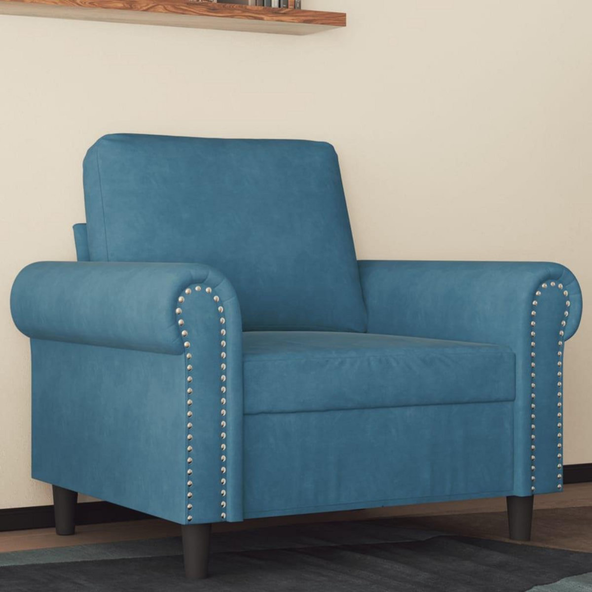 VIDAXL Fauteuil Bleu 60 cm Velours