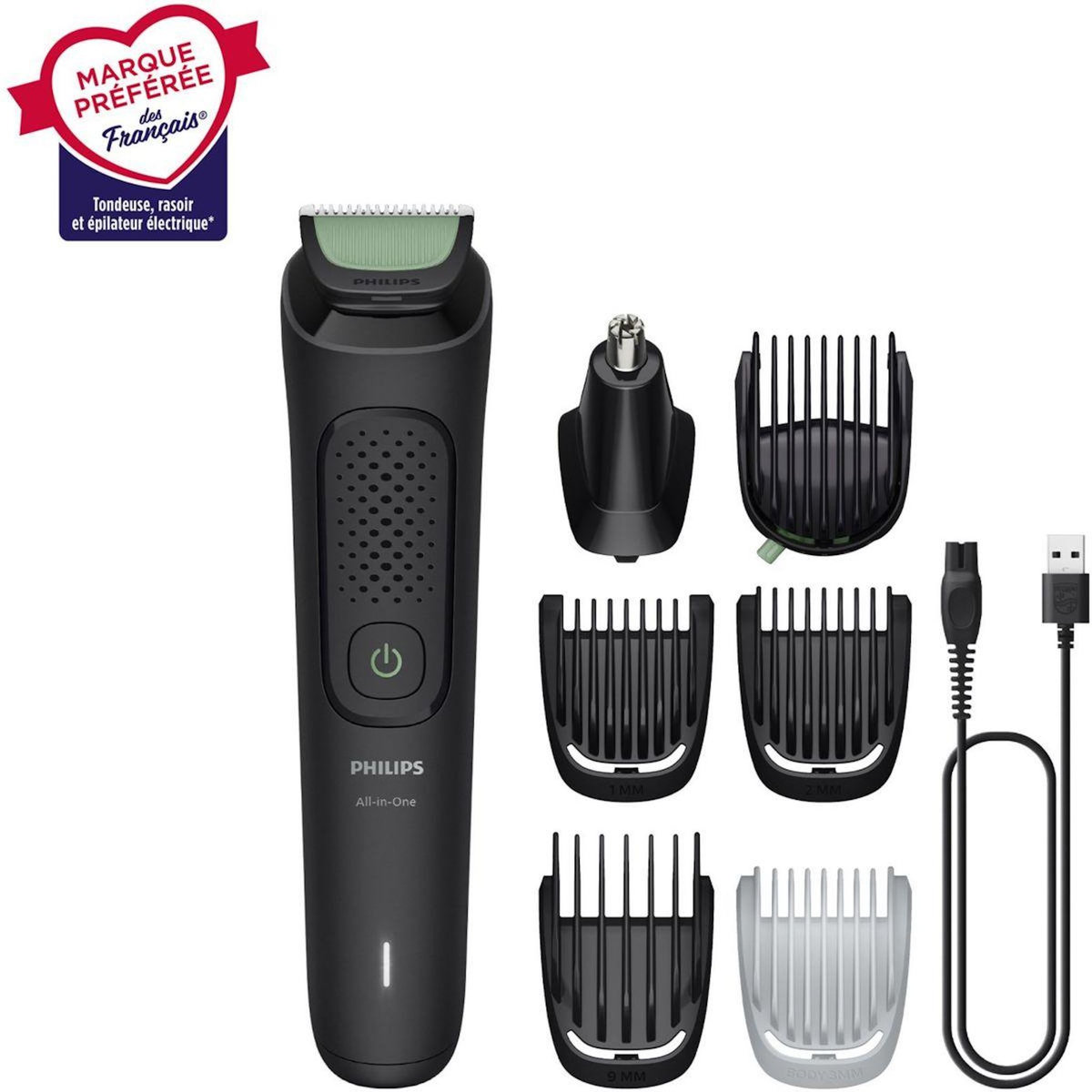 Philips Tondeuse multi usages MG3935/15 Series 3000, 9 hauteurs de coupe, précision 1 mm, autonomie 70mn