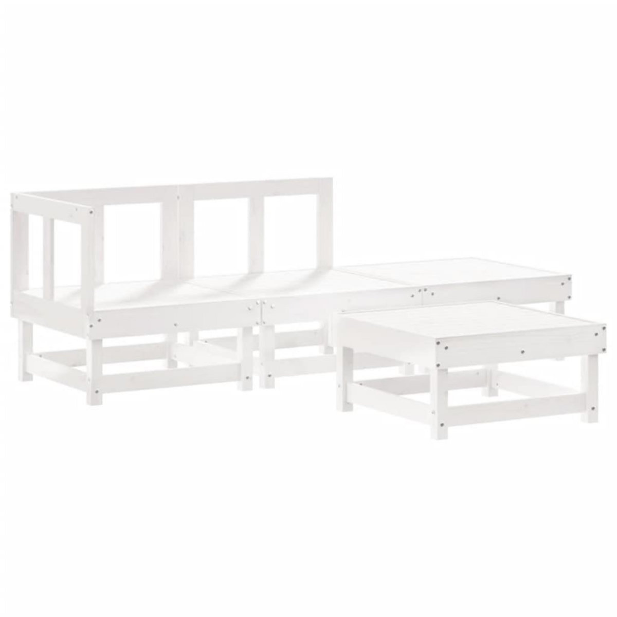 VIDAXL Salon de jardin 4 pcs blanc bois de pin massif