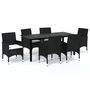 Voir la diapositive 2 : VIDAXL Ensemble a manger de jardin coussins 7pcs Resine tressee Noir