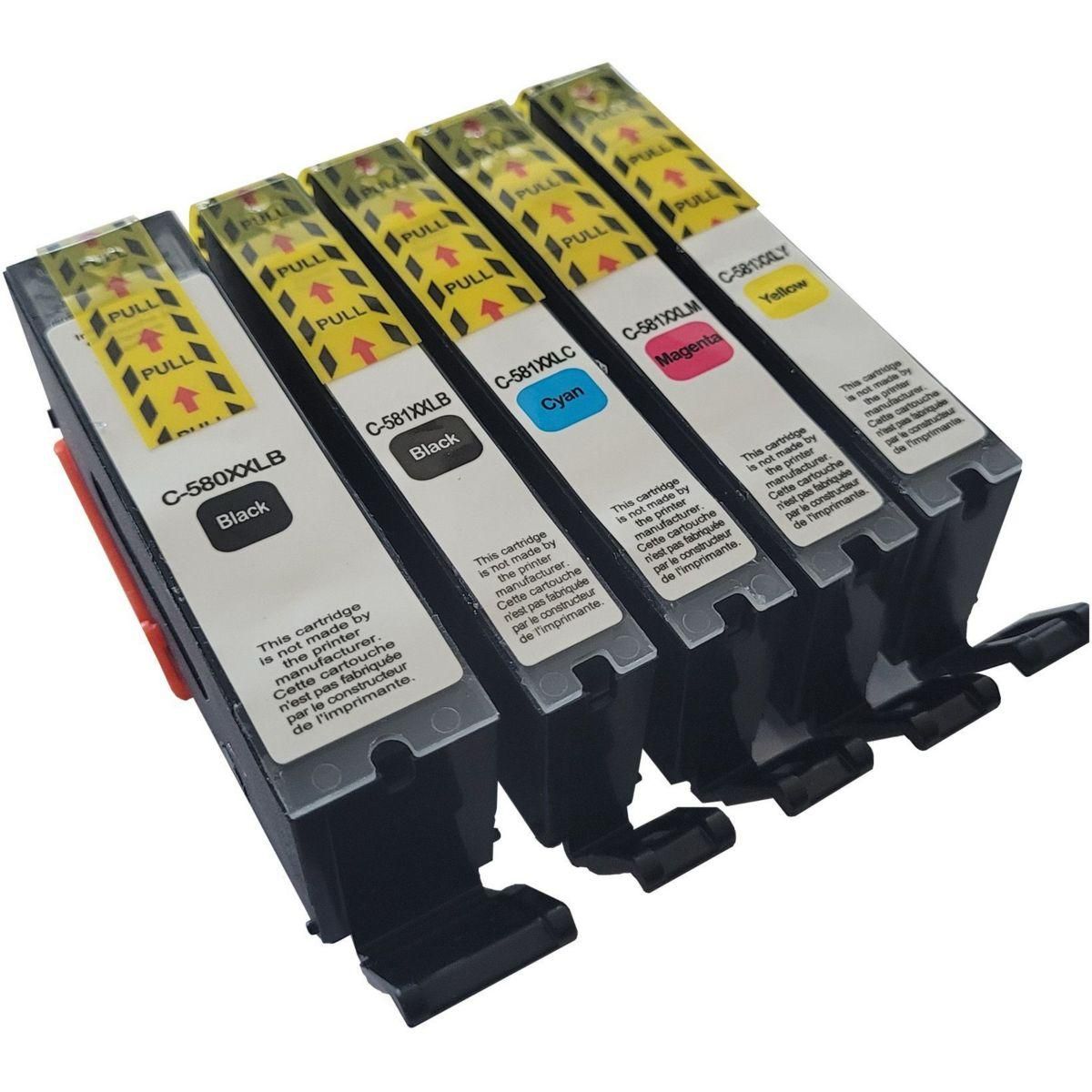 ESSENTIEL B Cartouche d'encre Pack Compatible C580/581 XXL (Noir + 3 Couleurs Très Haute Capacité)