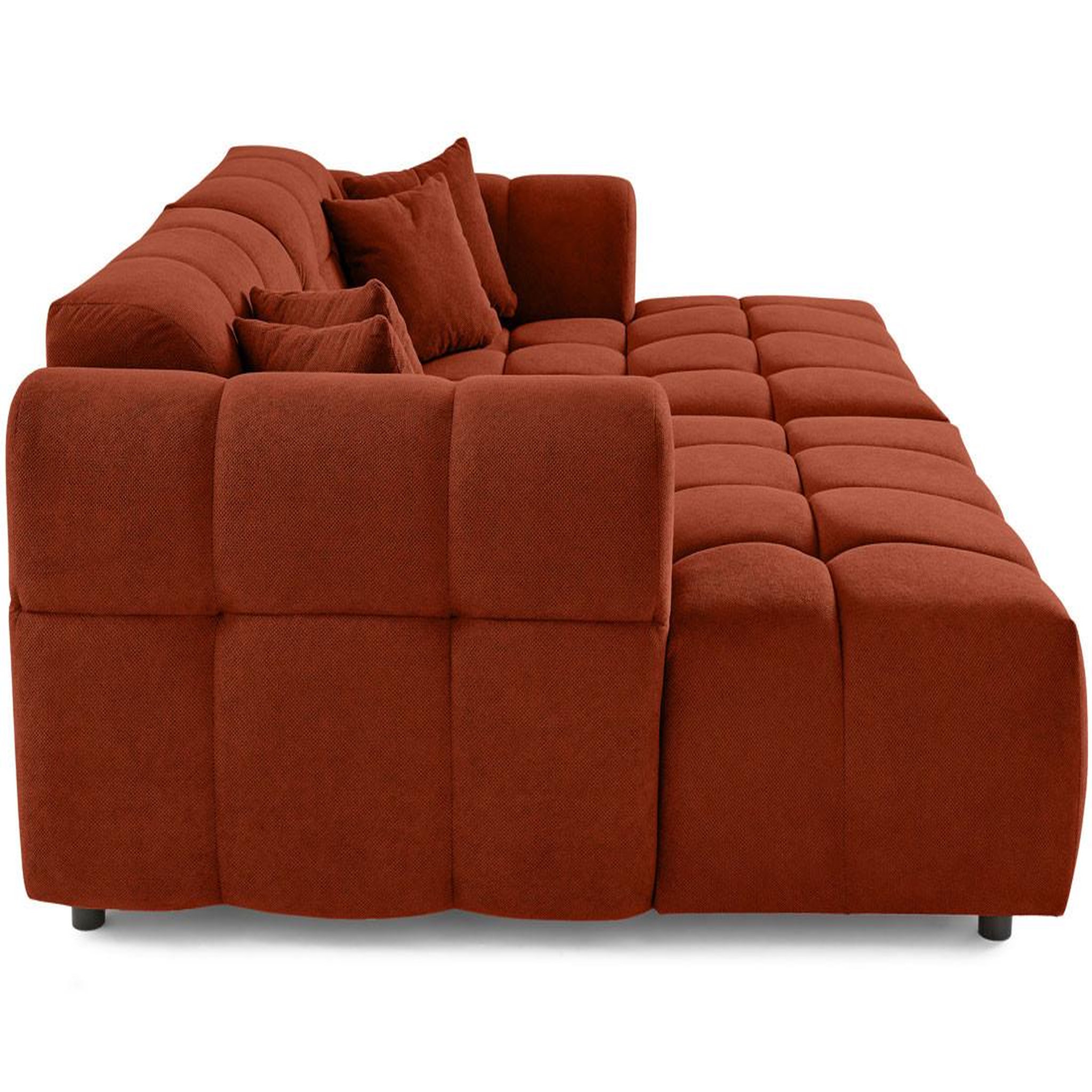 Voir la diapositive 4 : BEST MOBILIER Ray - canapé droit 4 places avec double méridienne - assise profonde - en tissu texturé