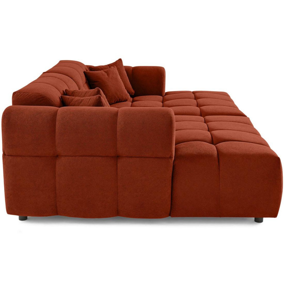 LISA DESIGN Ray - canapé droit 4 places avec double méridienne - assise profonde - en tissu texturé