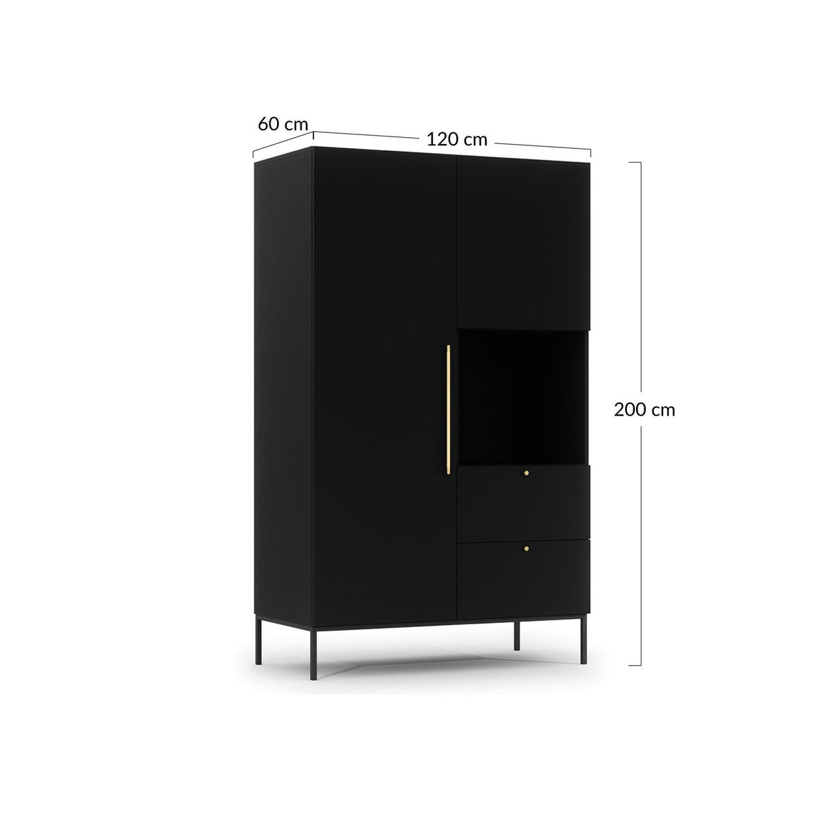 BEST MOBILIER Felicia - armoire - noir - 120x200 cm