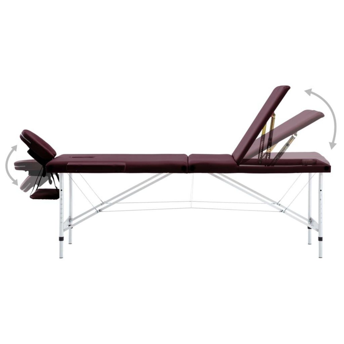 VIDAXL Table de massage pliable 3 zones Aluminium Violet vin