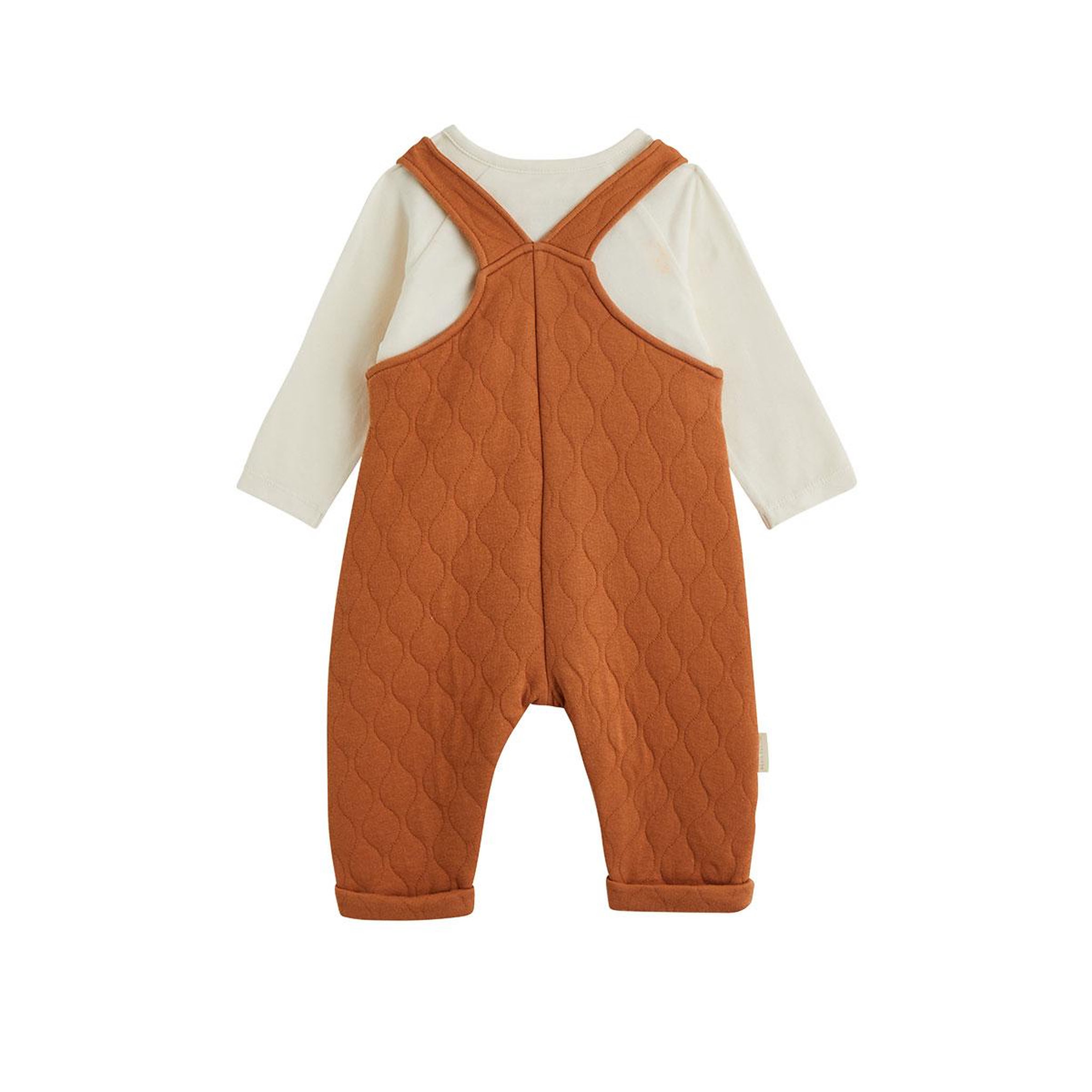 Voir la diapositive 2 : PETIT BEGUIN Ensemble salopette bébé matelassé et t-shirt caramel