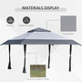 Voir la diapositive 5 : OUTSUNNY Tonnelle barnum de jardin pop-up pliant 3,96L x 3,96l x 2,68H m acier polyester sac transport à roulettes gris