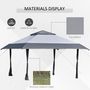 Voir la diapositive 5 : OUTSUNNY Tonnelle barnum de jardin pop-up pliant 3,96L x 3,96l x 2,68H m acier polyester sac transport à roulettes gris