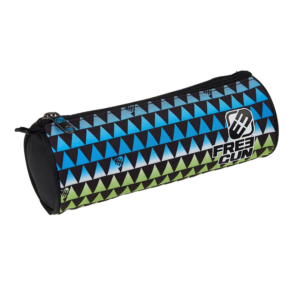 FREEGUN Trousse ronde 1 compartiment noire et bleue