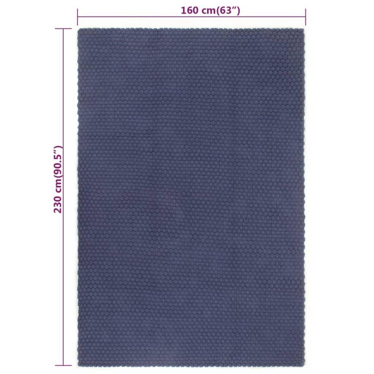 VIDAXL Tapis rectangulaire Bleu marine 160x230 cm Coton