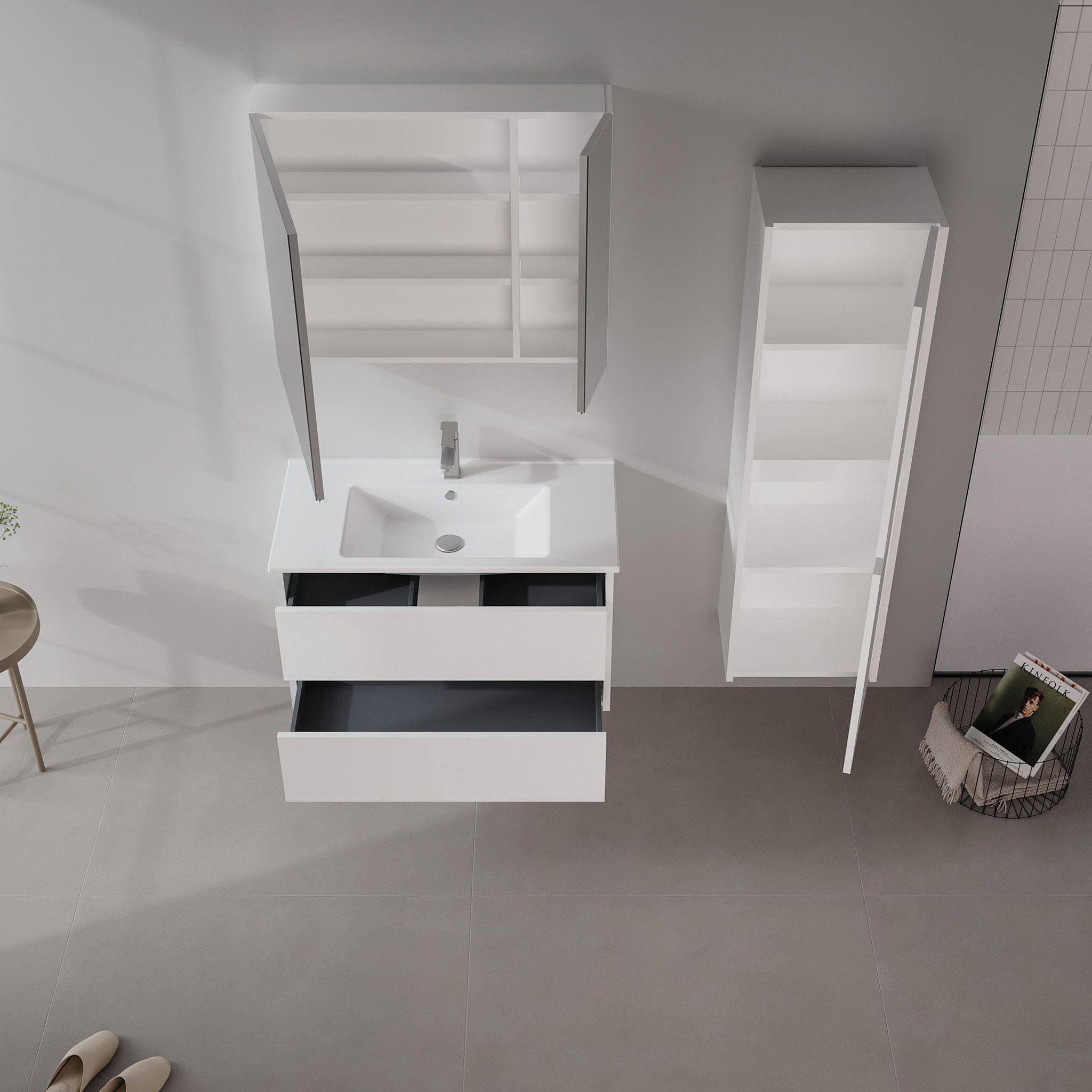 Voir la diapositive 3 : Habitat et Jardin Meuble Vasque  Side 85 v2  - 85 x 45 x 52 cm - Matte White
