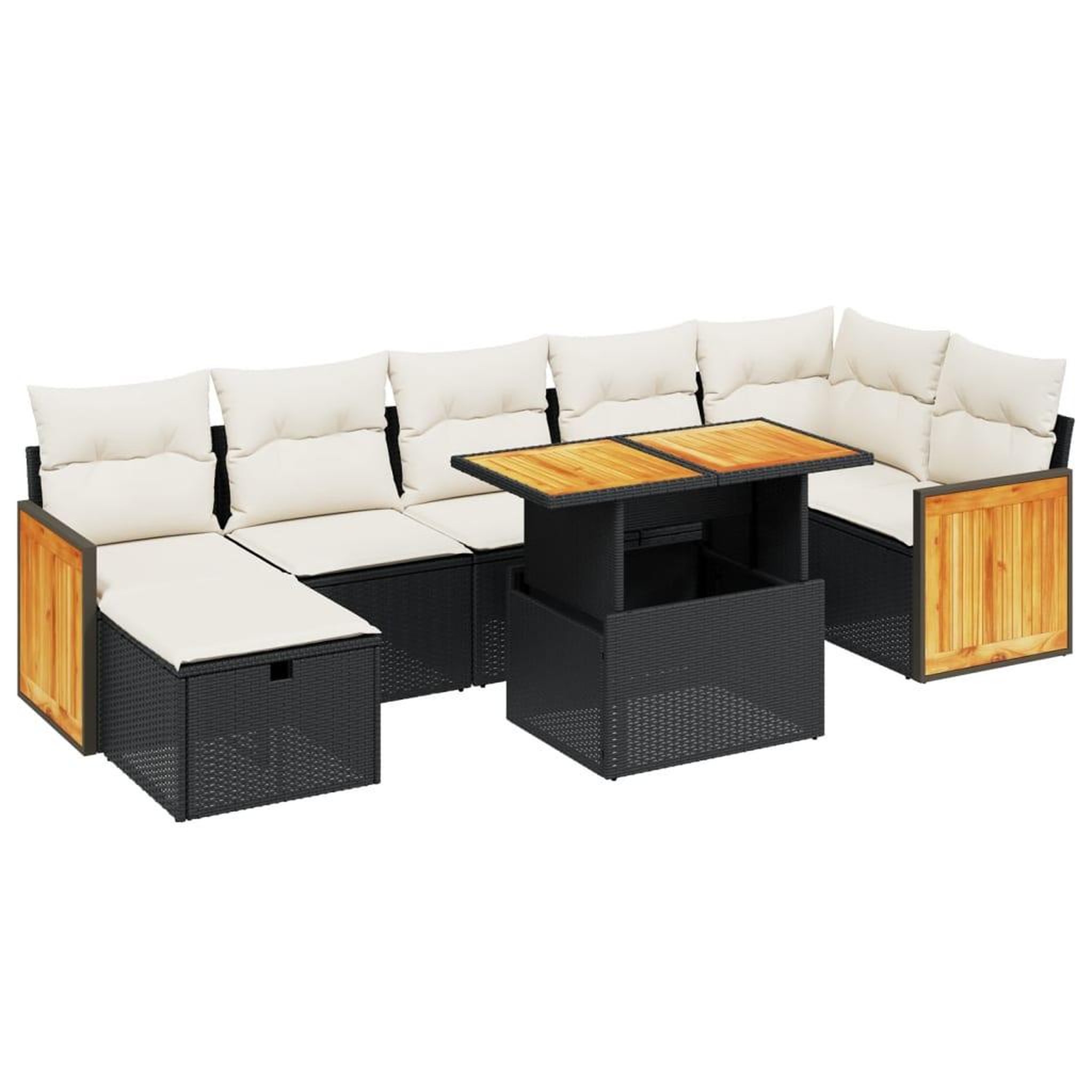 Voir la diapositive 2 : VIDAXL Salon de jardin 8 pcs avec coussins noir resine tressee