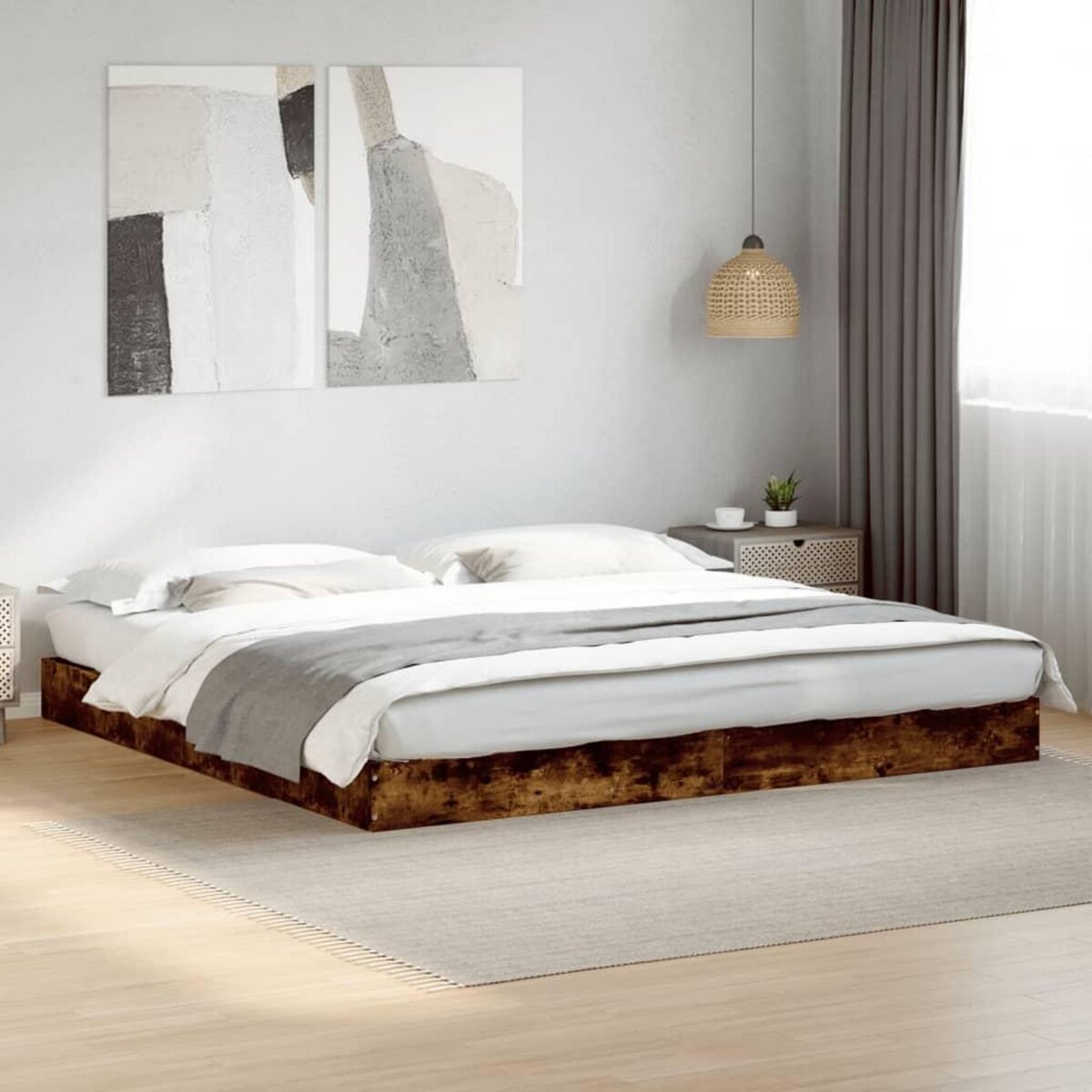 VIDAXL Cadre de lit sans matelas chene fume 180x200 cm