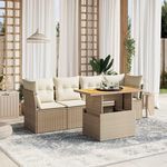 VIDAXL Salon de jardin avec coussins 5 pcs beige resine tressee