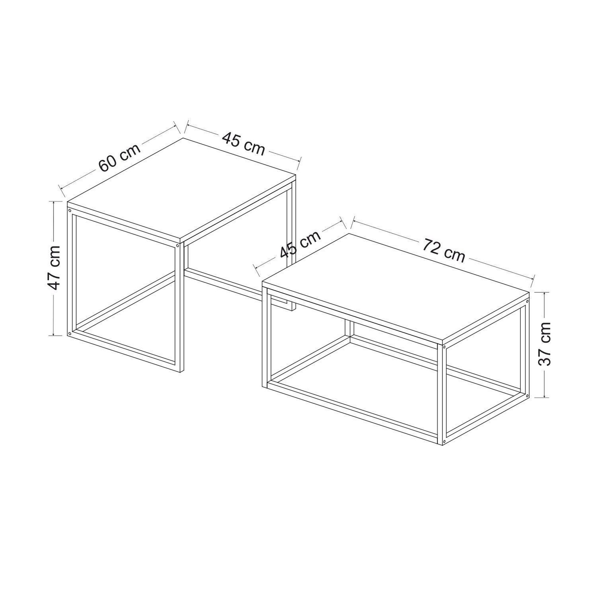 Voir la diapositive 3 : TOILINUX Duo de tables basses encastrables effet marbre - blanc et noir