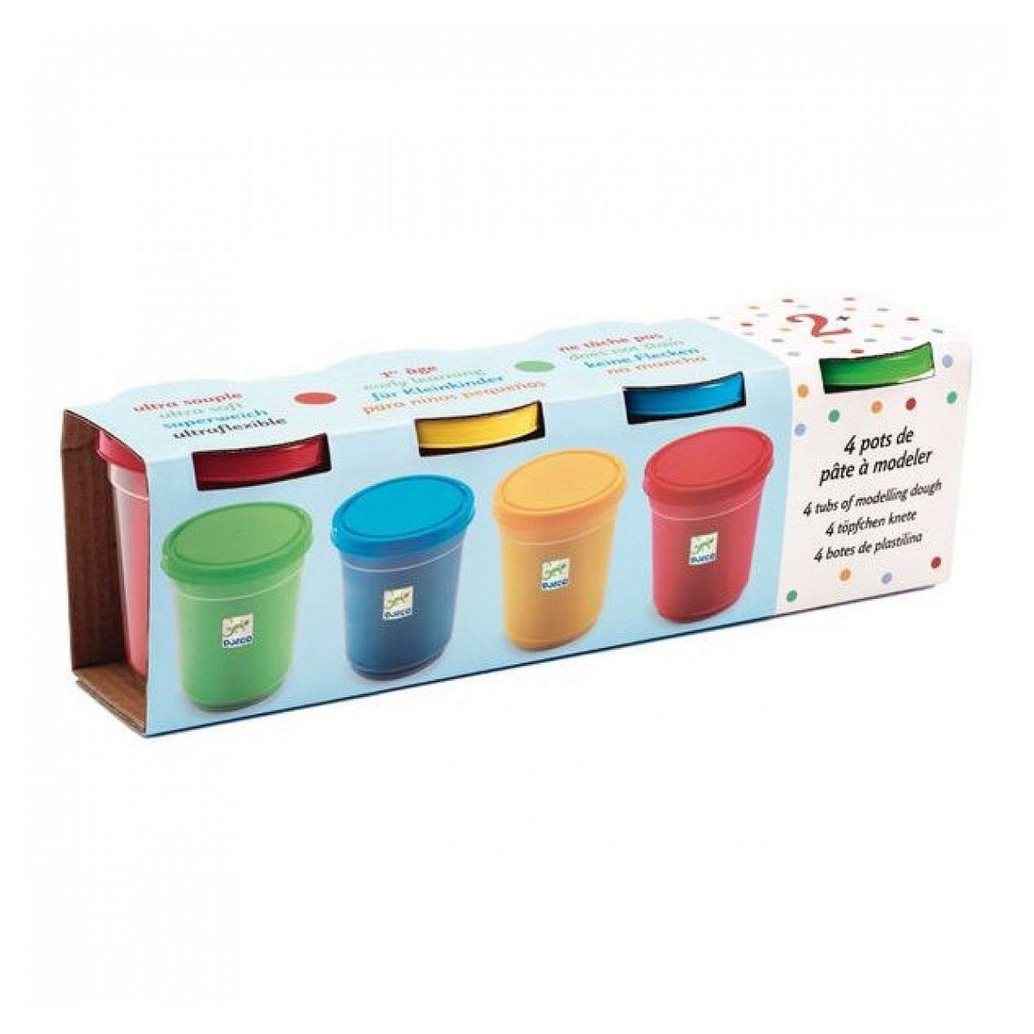 Djeco 4 pots de pate a modeler couleurs primaires