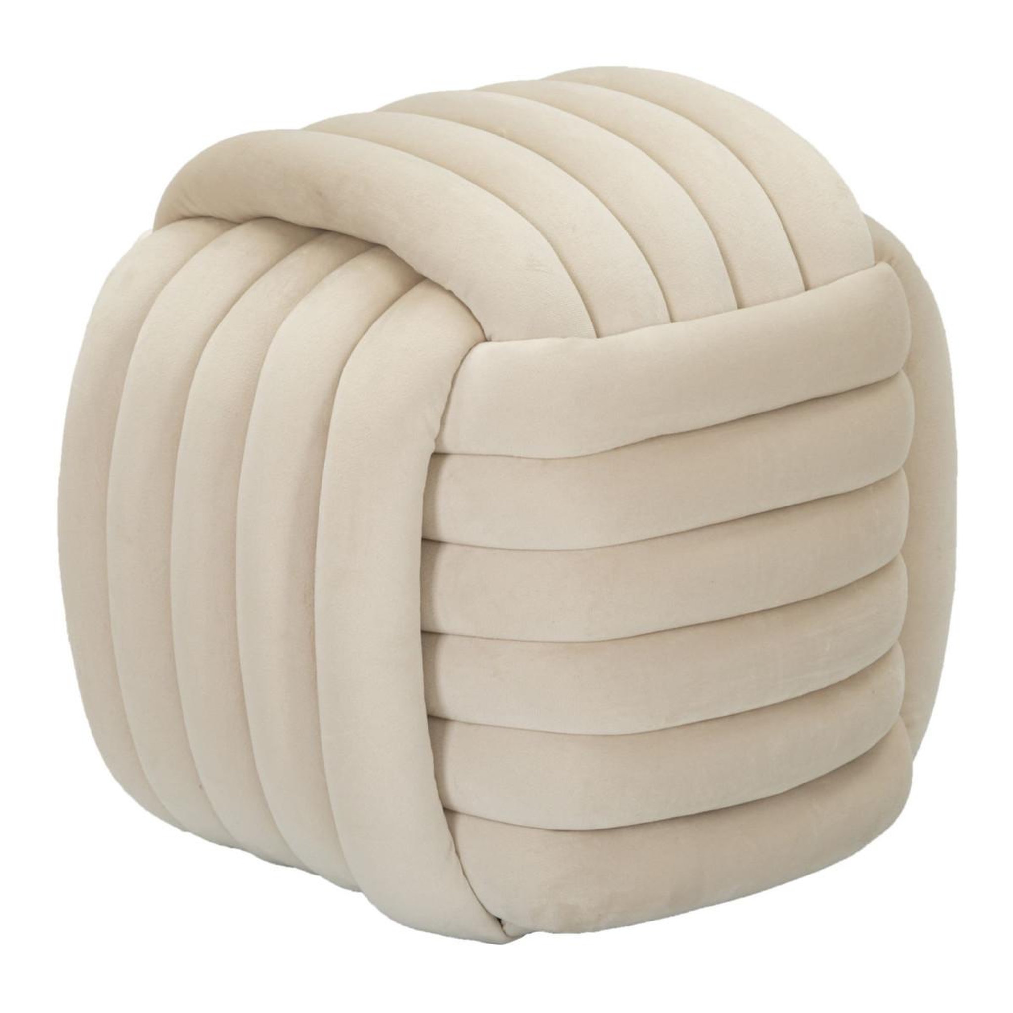 Paris Prix Pouf design en velours  softy  45cm crème