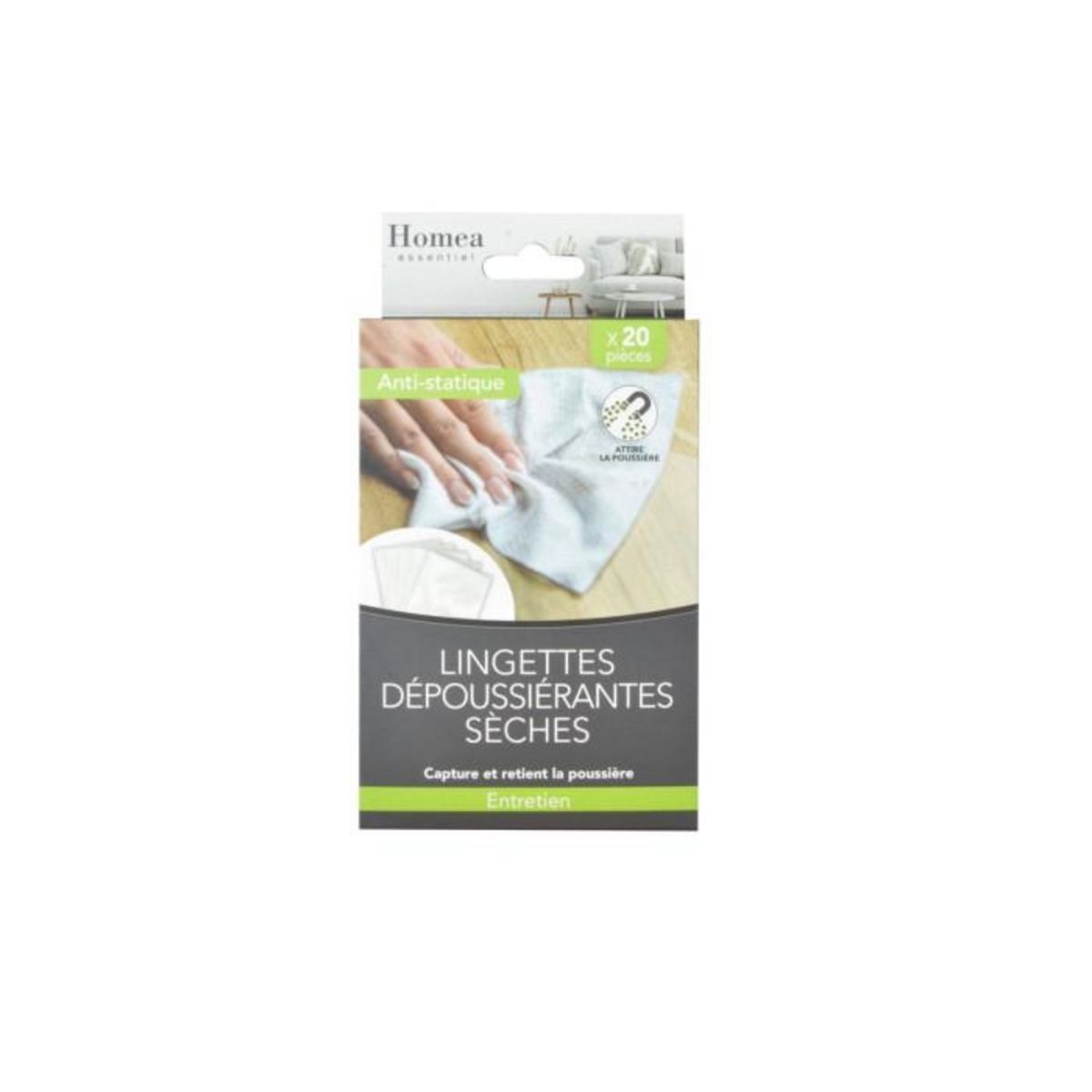 Paris Prix Lot de 20 Lingettes Balai  Antistatique  28cm Blanc