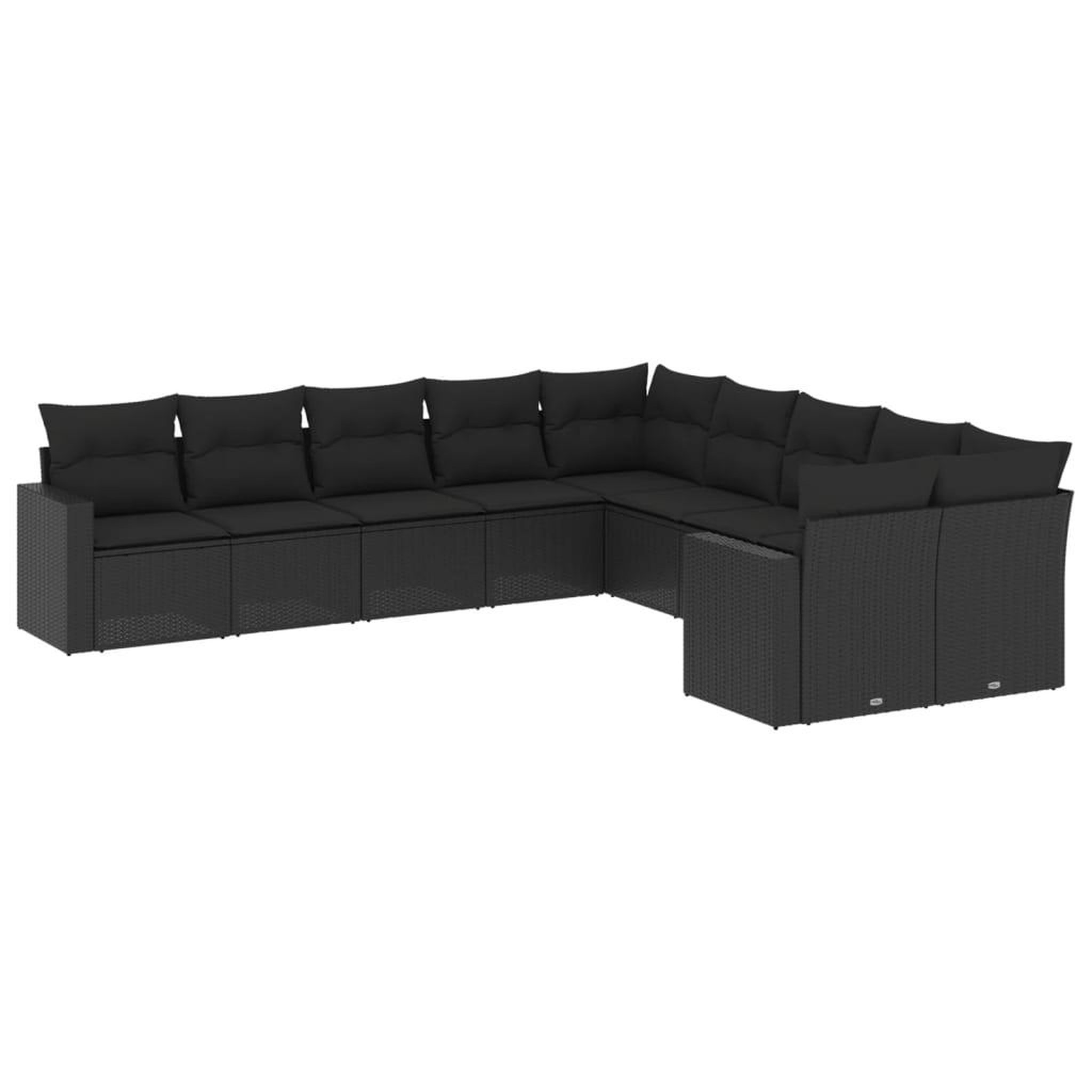 Voir la diapositive 2 : VIDAXL Salon de jardin 10 pcs avec coussins noir resine tressee