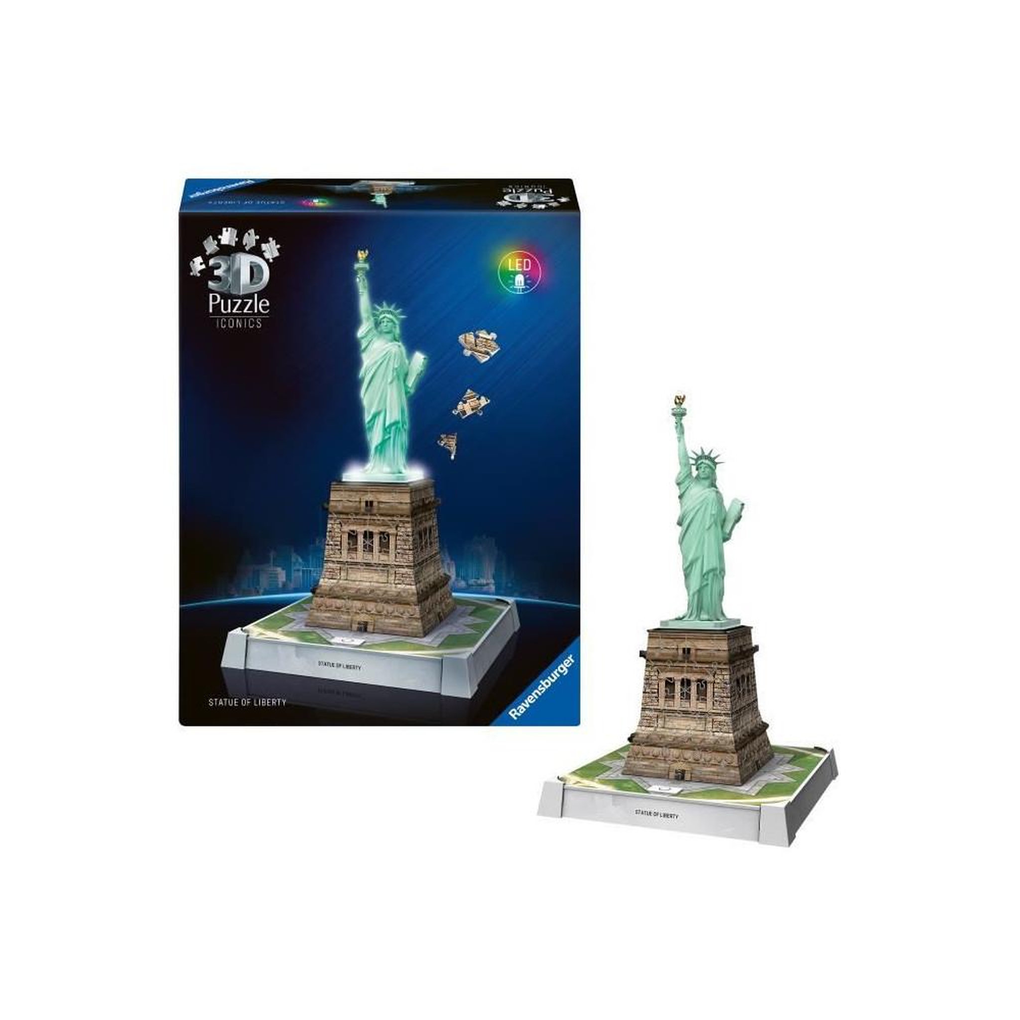 Voir la diapositive 3 : RAVENSBURGER Puzzle 3D Iconics Statue de la Liberté illuminée – Ravensburger – Adulte – Haute qualité