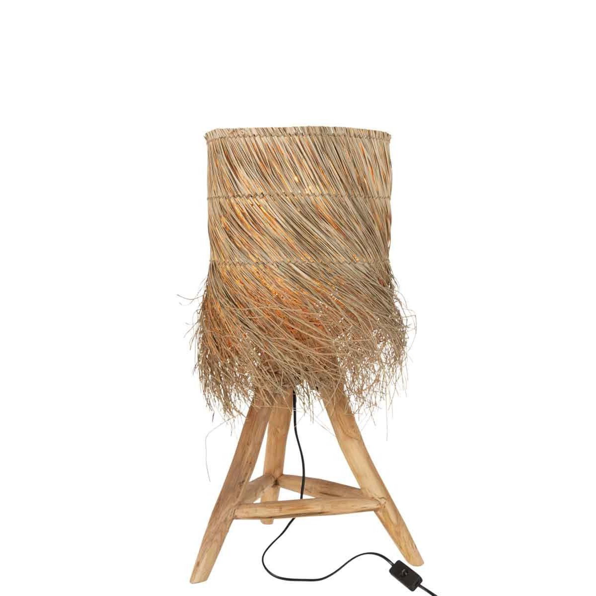 Voir la diapositive 2 : J-LINE Lampe à poser en teck  rafi  80cm naturel