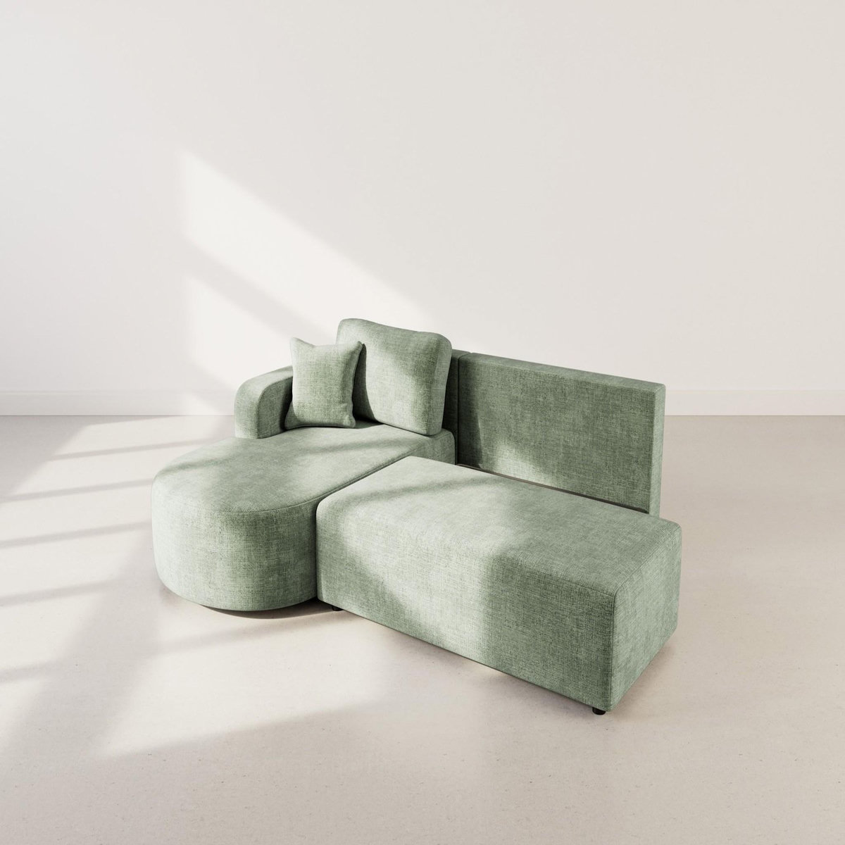 BEST MOBILIER Miro - canapé d'angle gauche 4 places convertible avec coffre en velours texturé