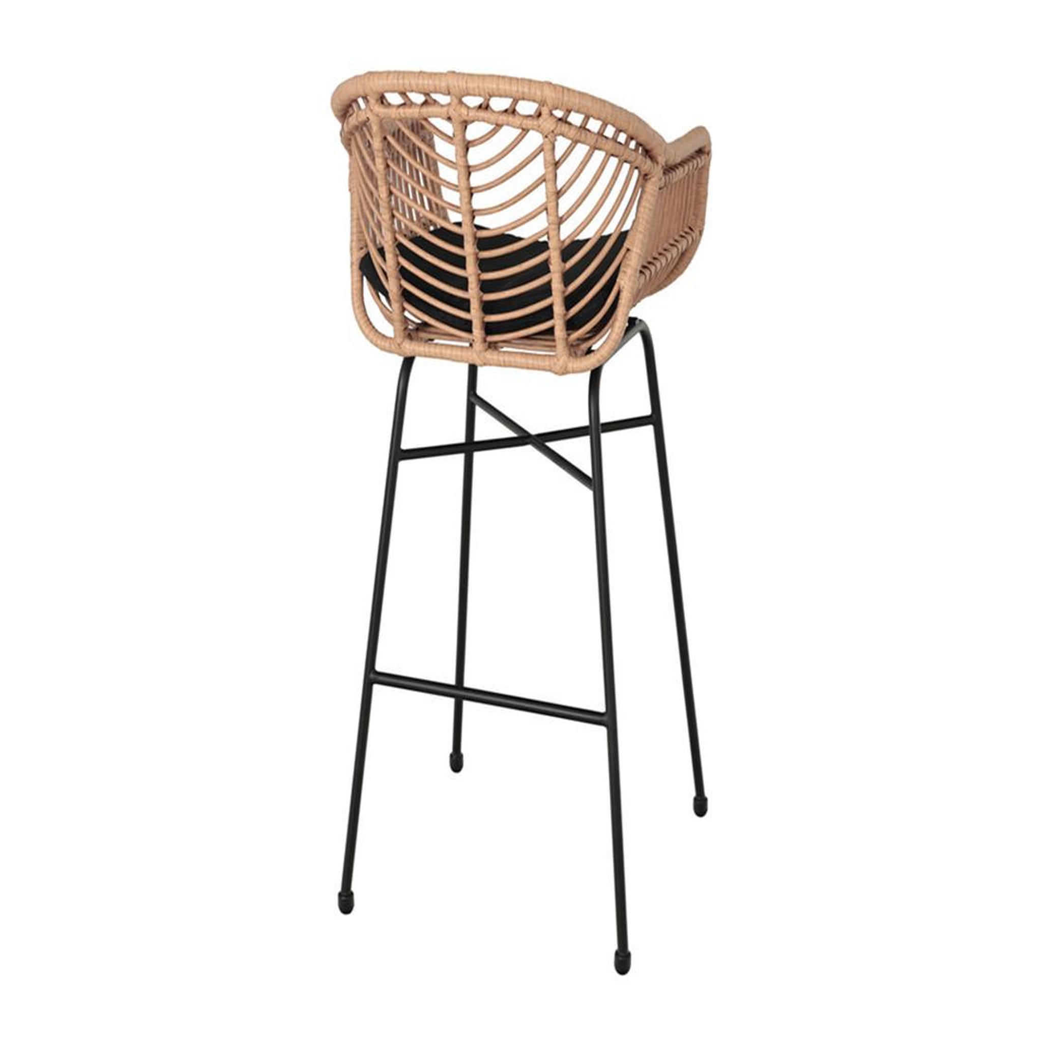 Voir la diapositive 6 : BEST MOBILIER Rosano - lot de 4 tabourets - effet rotin - couleur bois et noir