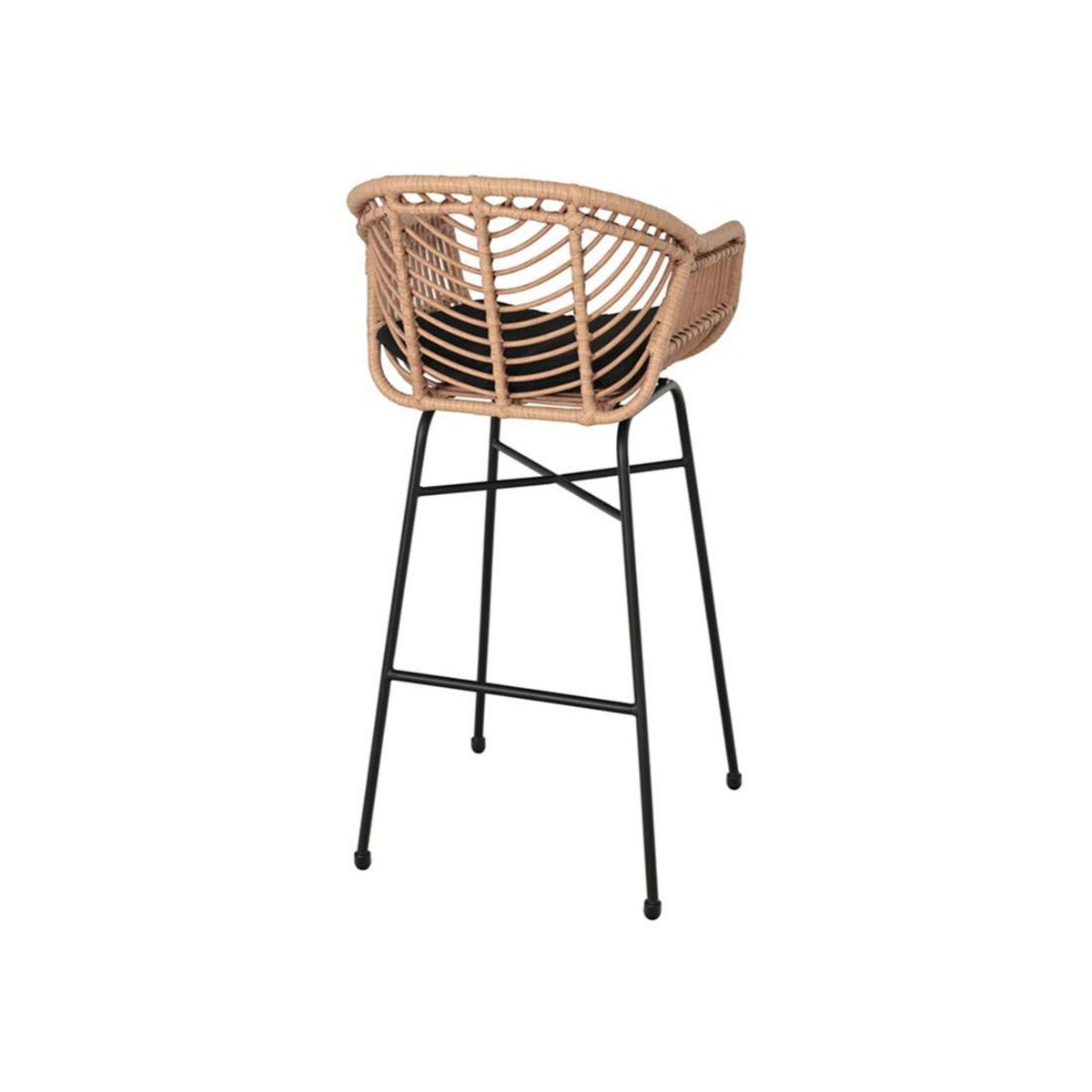 LISA DESIGN Rosano - lot de 4 tabourets - effet rotin - couleur bois et noir