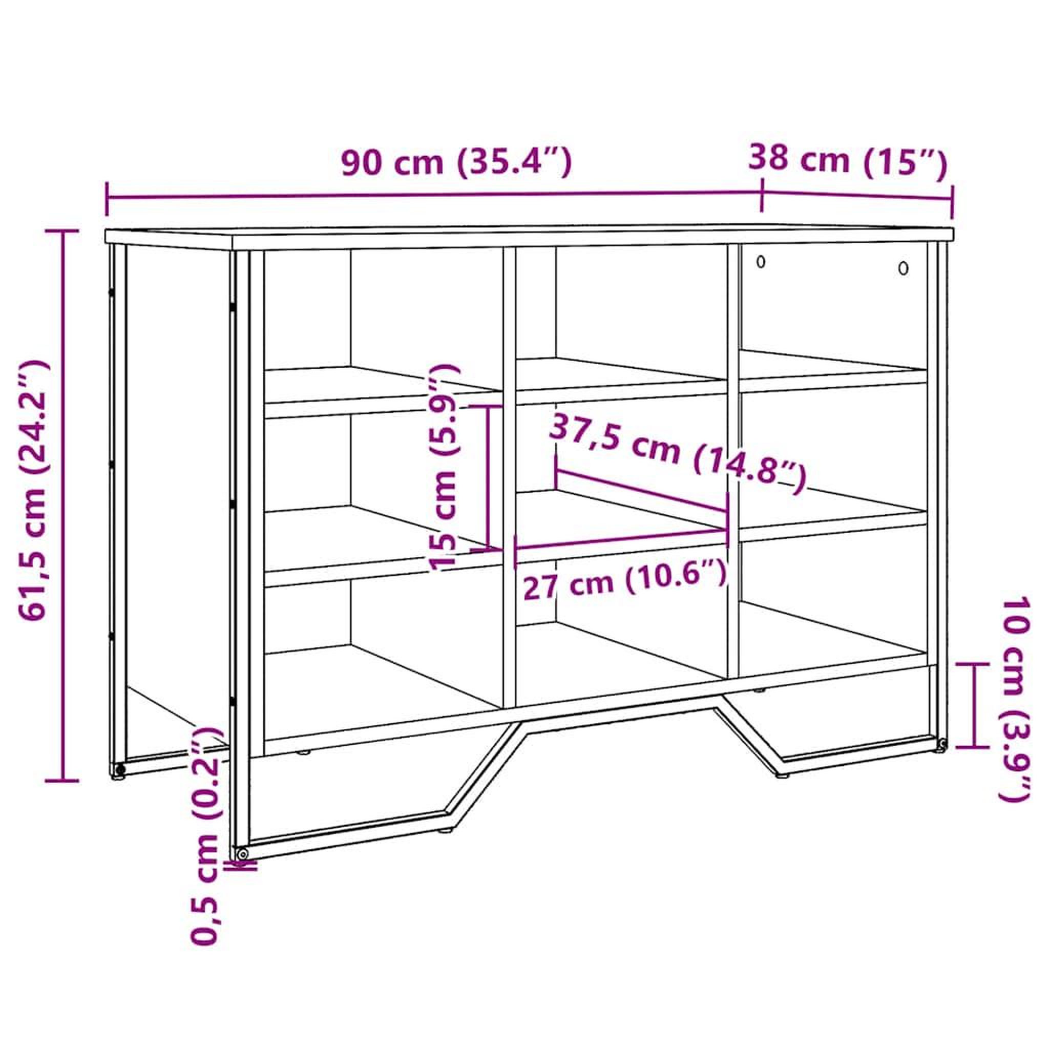 Voir la diapositive 6 : VIDAXL Armoire a chaussures chene fume 90x38x61,5 cm bois d'ingenierie