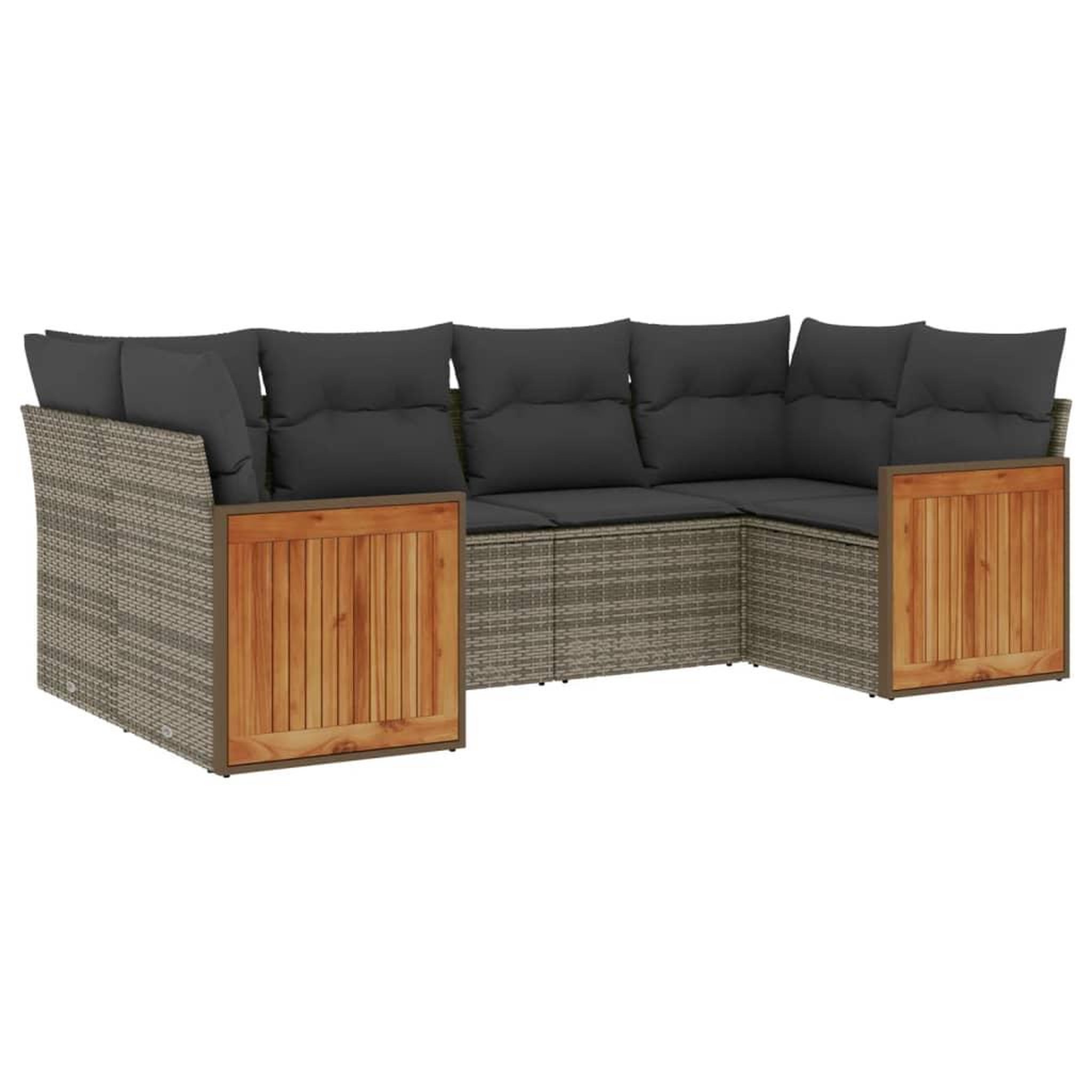 Voir la diapositive 2 : VIDAXL Salon de jardin 6 pcs avec coussins gris resine tressee