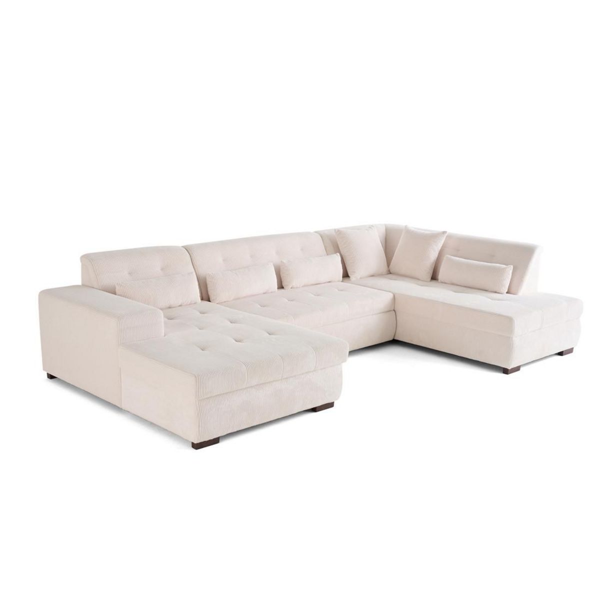 LISA DESIGN Vermont - canapé panoramique d'angle droit - 7 places - en velours côtelé
