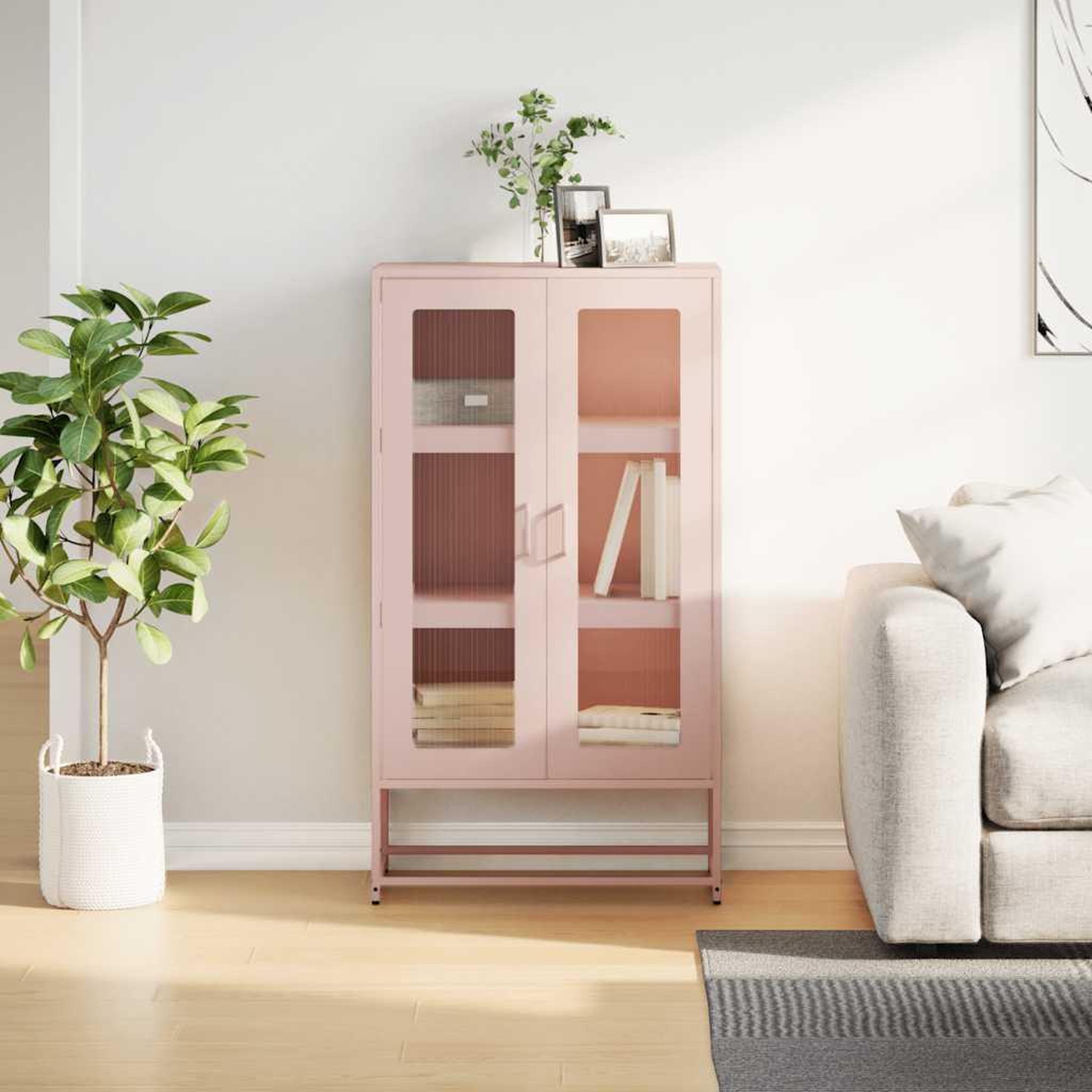 Voir la diapositive 4 : VIDAXL Buffet haut rose 68x39x123 cm acier