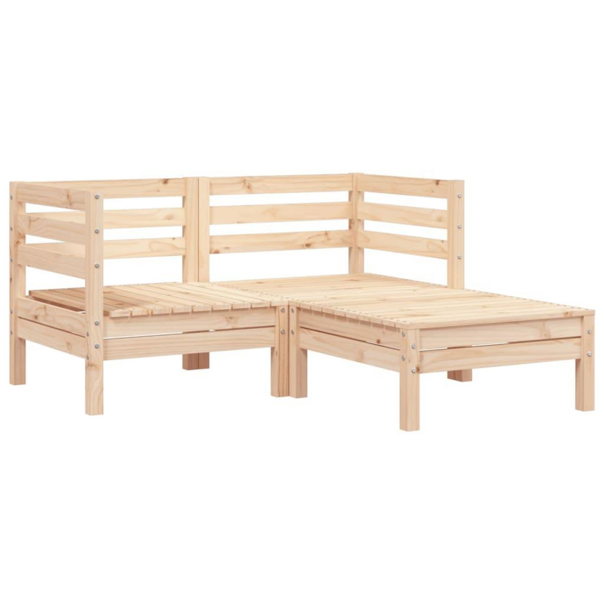 VIDAXL Canape de jardin 2 places et repose-pied bois pin massif