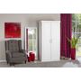 Voir la diapositive 8 : Armoire de chambre 2 portes avec penderie en pin massif blanc ULLI