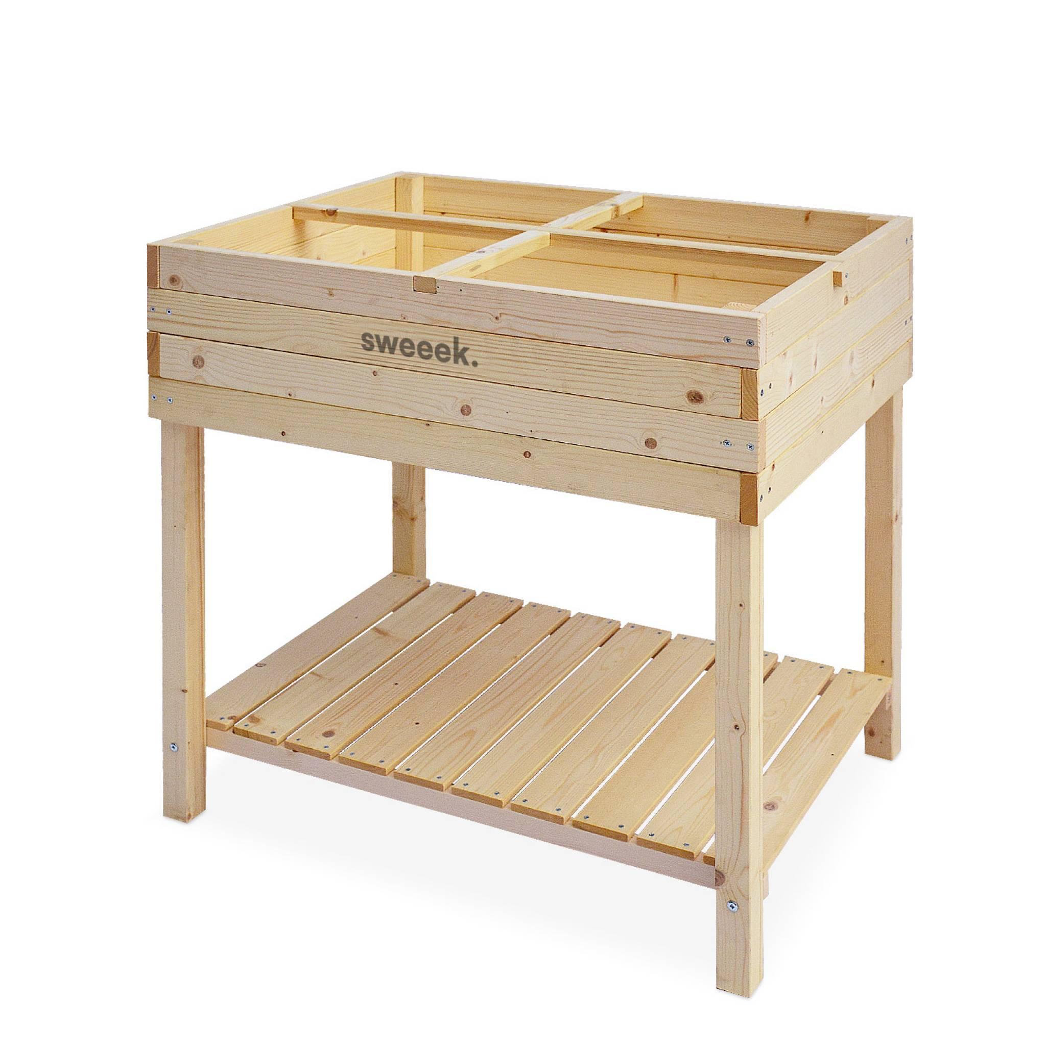 Voir la diapositive 6 : SWEEEK Carré potager sur pieds 80x60.  Anémone -  potager en épicéa finlandais