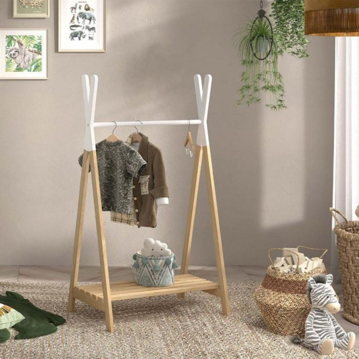 Paris Prix Portant à Vêtements Enfant  Kiddy  130cm Naturel