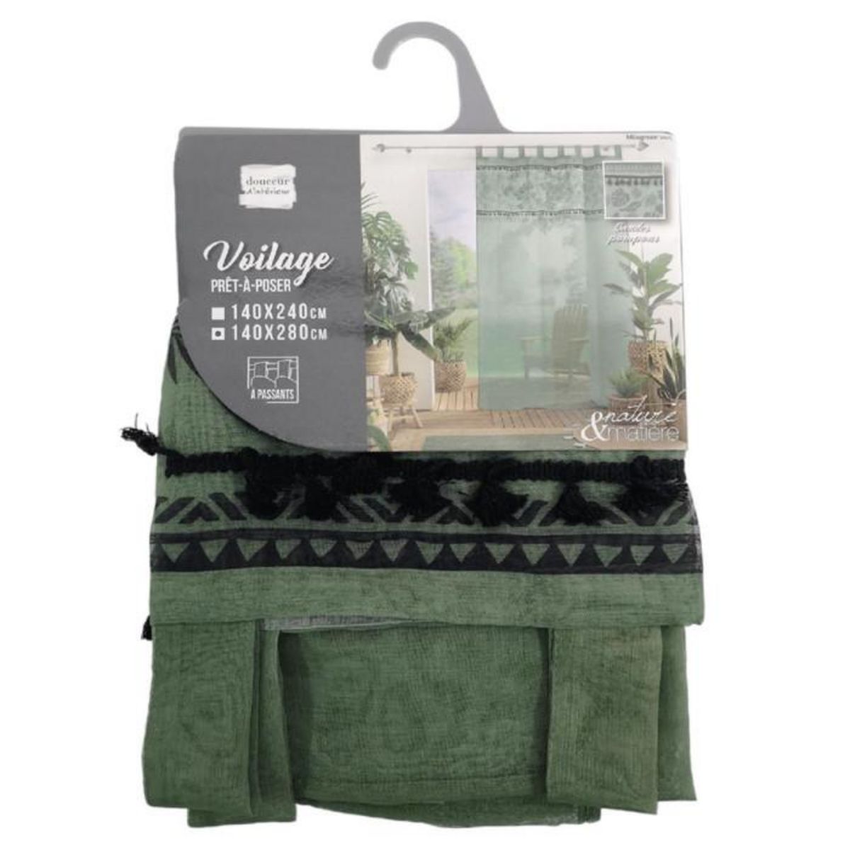 Paris Prix Rideau Voilage à Passants  Milagreen  140x280cm Vert