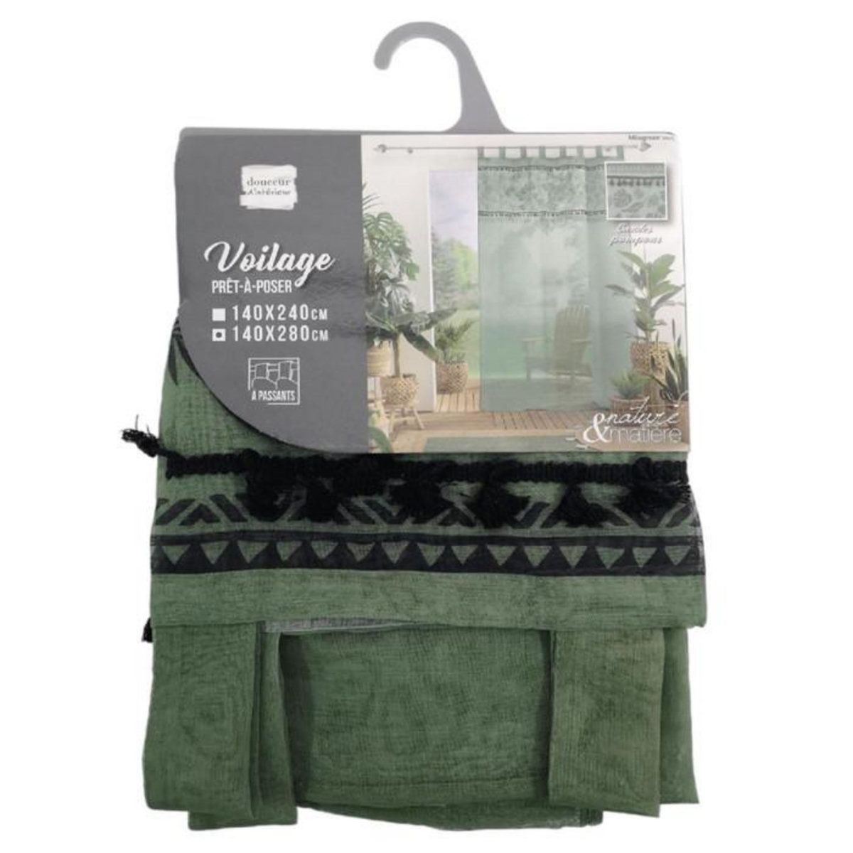 Paris Prix Rideau Voilage à Passants  Milagreen  140x280cm Vert