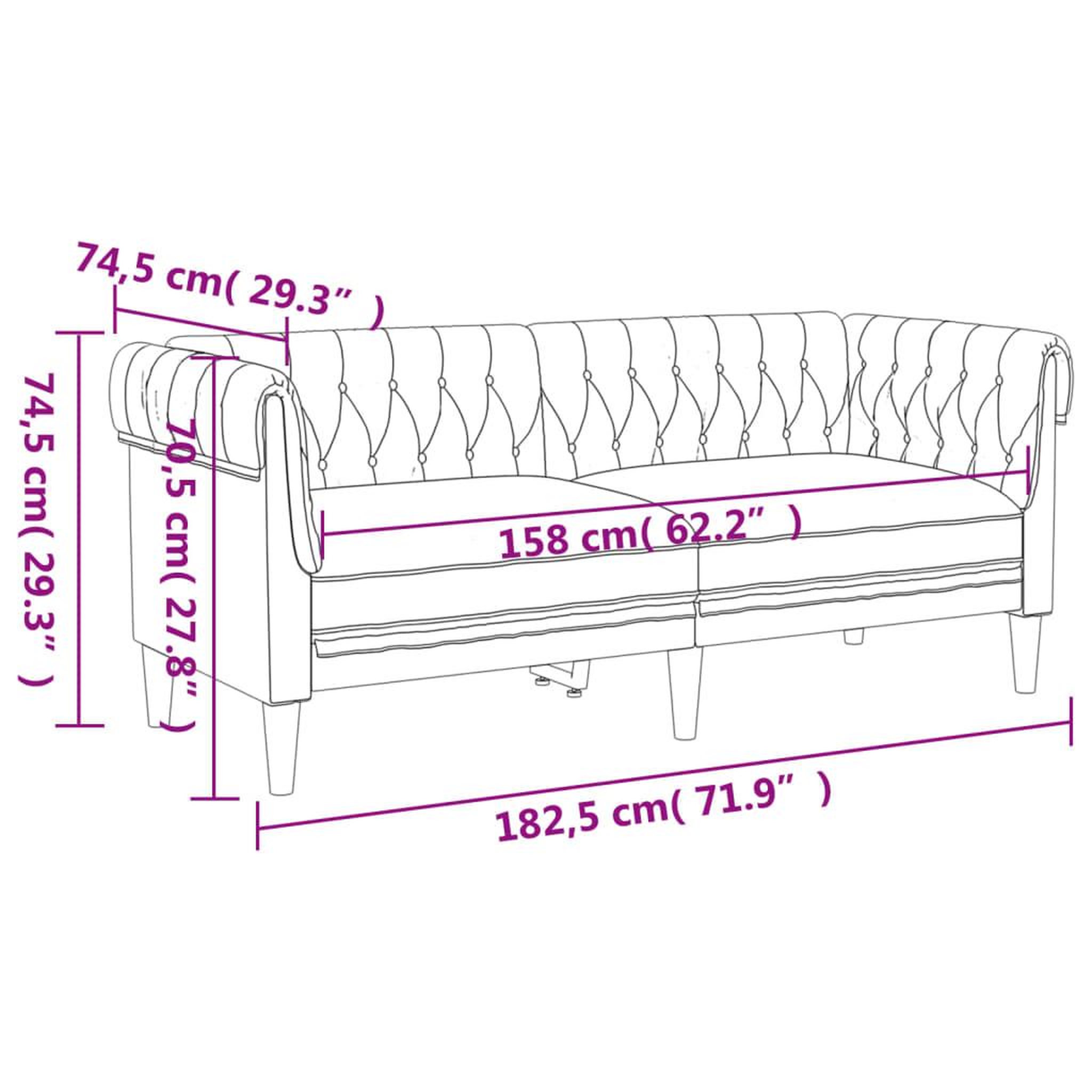 Voir la diapositive 6 : VIDAXL Canape Chesterfield 2 places gris fonce tissu