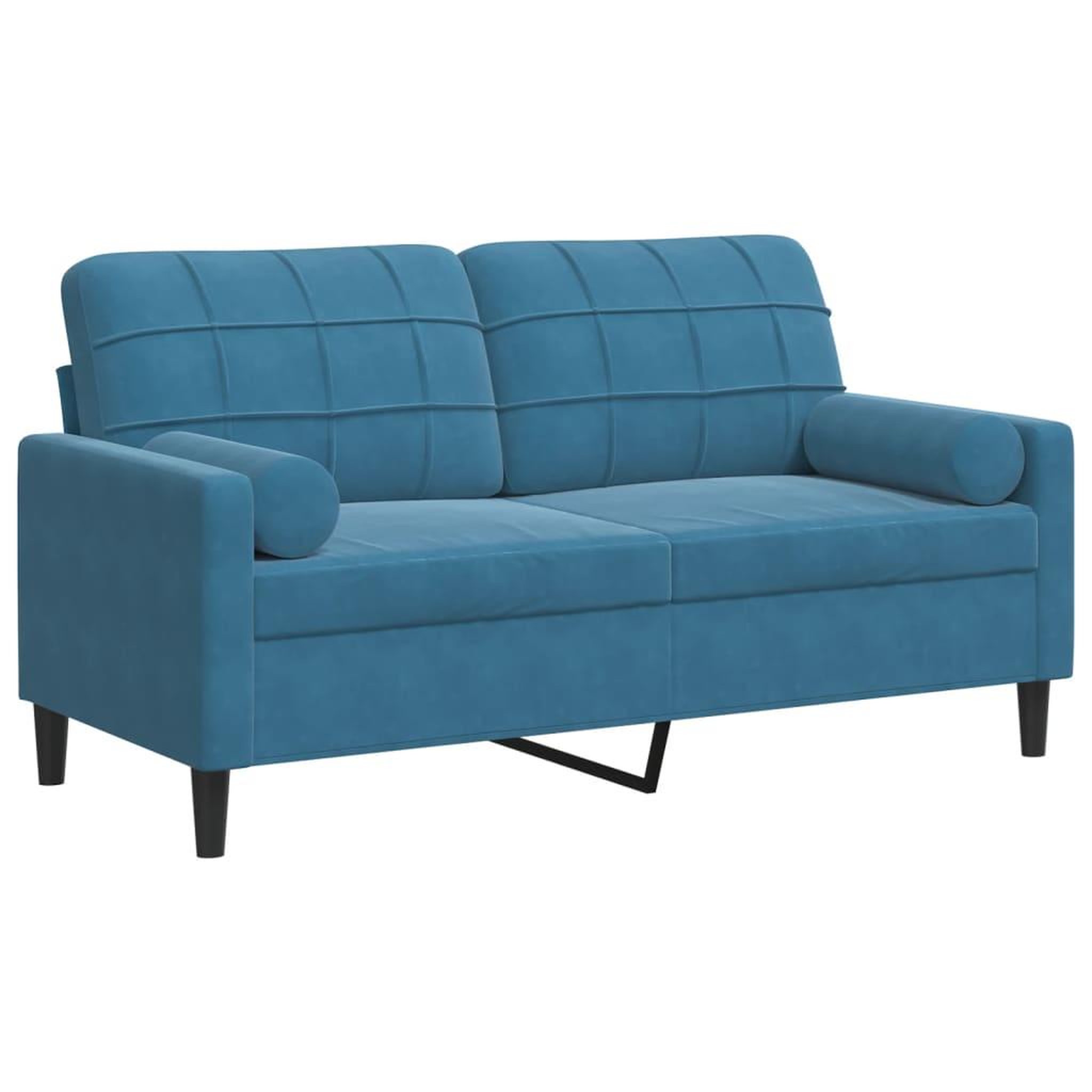 Voir la diapositive 2 : VIDAXL Canape 2 places avec oreillers decoratifs bleu 140 cm velours