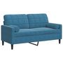 Voir la diapositive 2 : VIDAXL Canape 2 places avec oreillers decoratifs bleu 140 cm velours