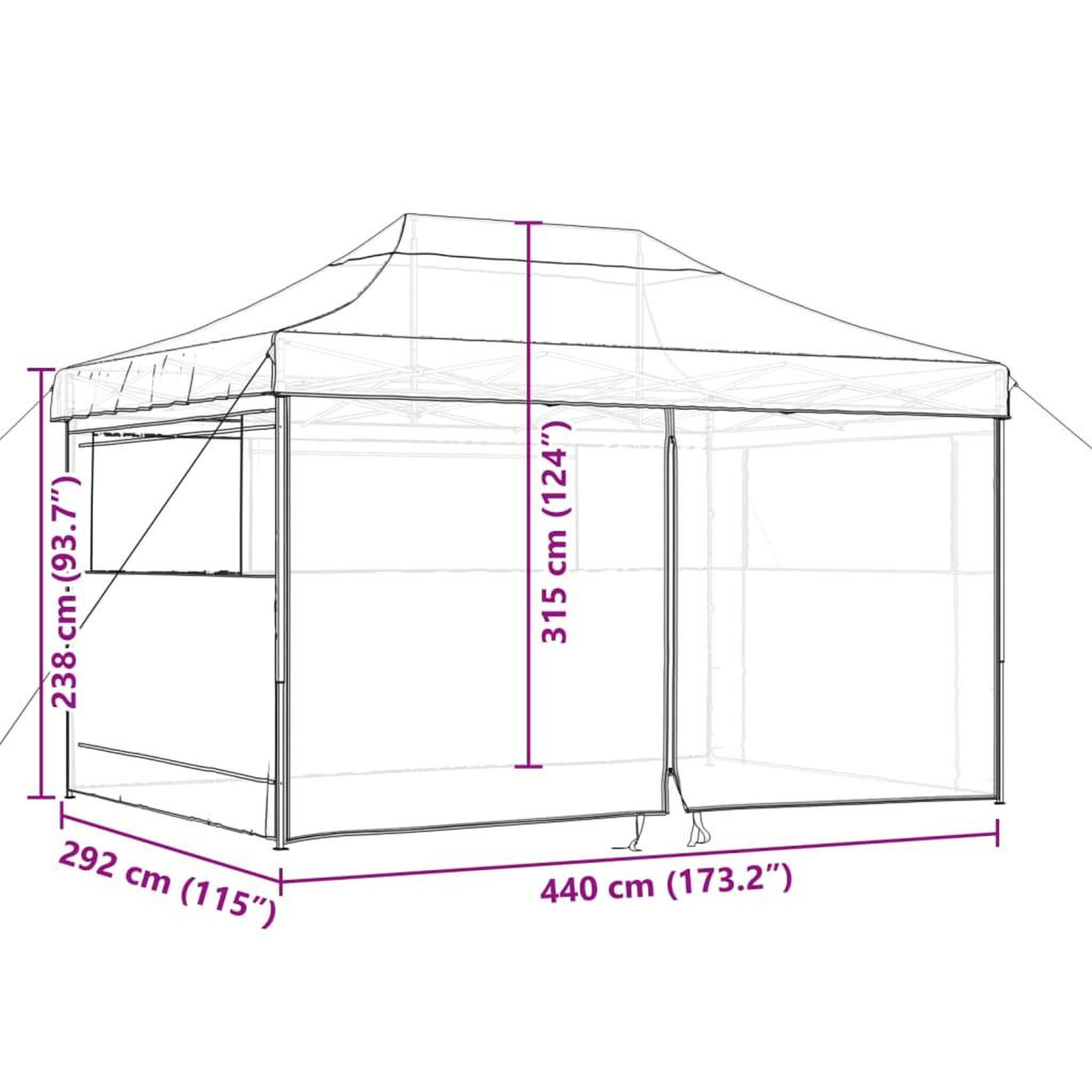 Voir la diapositive 6 : VIDAXL Tente de reception pliable escamotable avec 4 parois laterales