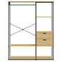 Voir la diapositive 3 : ID MARKET Dressing penderie avec étagères et 2 tiroirs L. 130 cm DETROIT design industriel