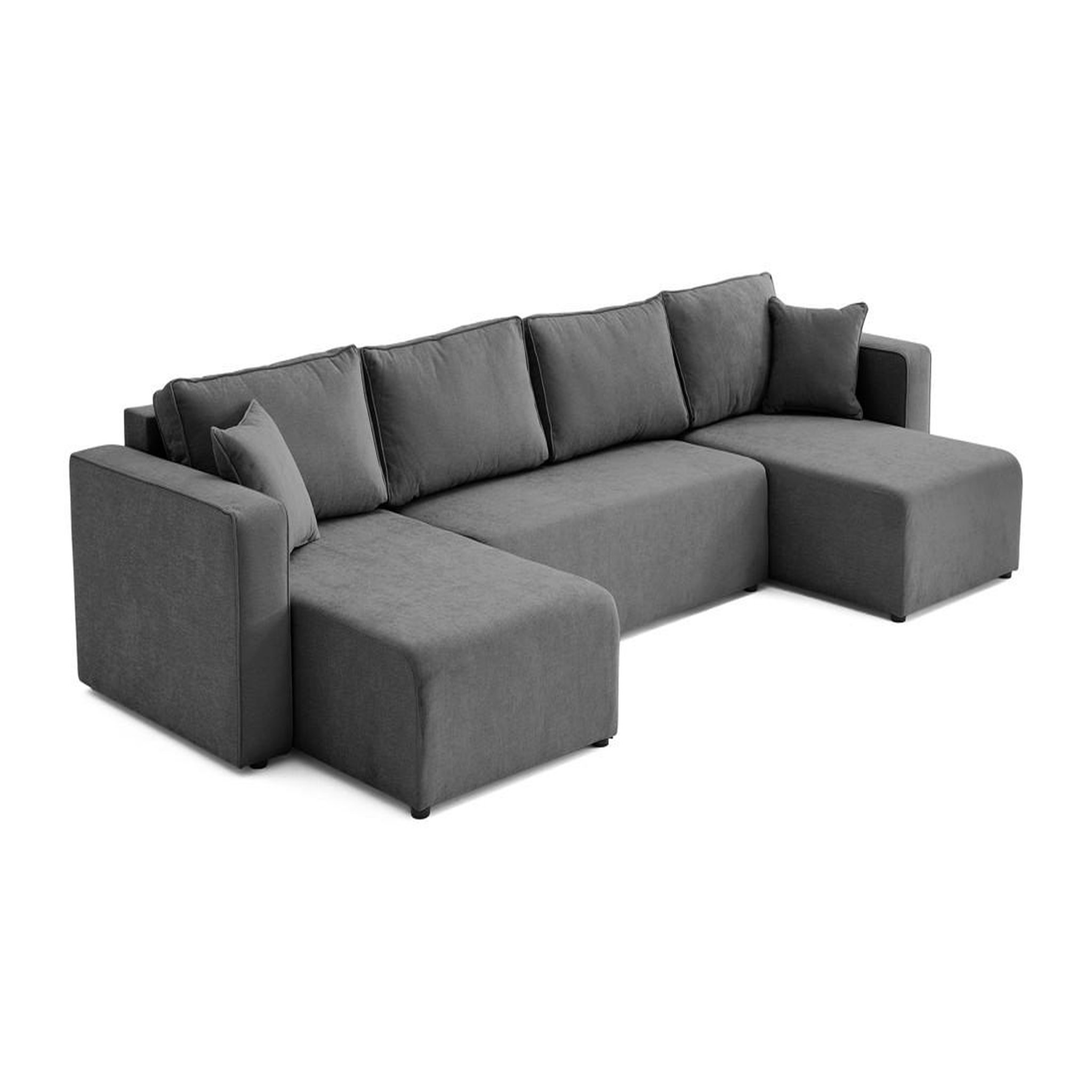 Voir la diapositive 5 : BEST MOBILIER Topaze - canapé panoramique - 7 places - convertible avec coffre - en tissu