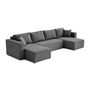 Voir la diapositive 5 : BEST MOBILIER Topaze - canapé panoramique - 7 places - convertible avec coffre - en tissu