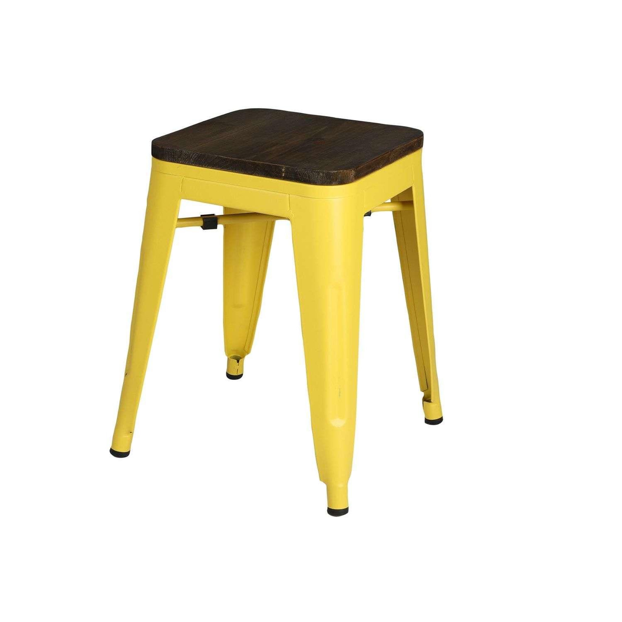 Voir la diapositive 2 : TOILINUX Lot de 4 tabourets vintage liv h46 cm - jaune