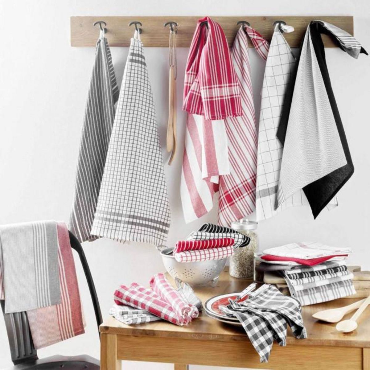 Paris Prix Lot de 2 Torchons Éponge  Classico  50x70cm Rouge