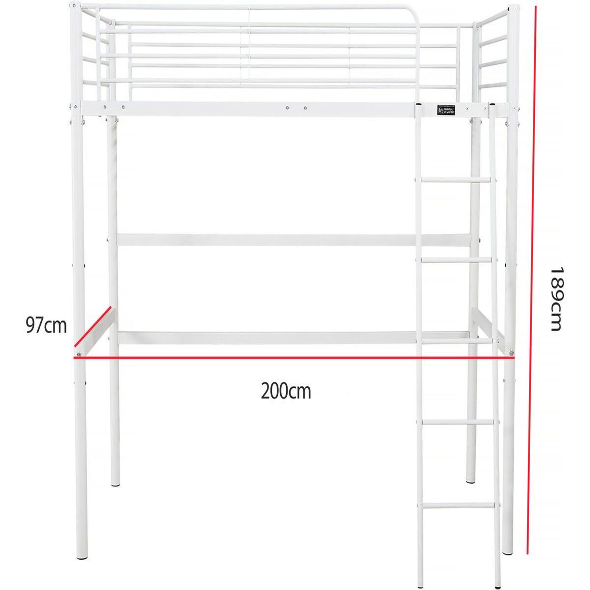 Voir la diapositive 3 : Habitat et Jardin Lit mezzanine  alora  - 90 x 190 cm - blanc