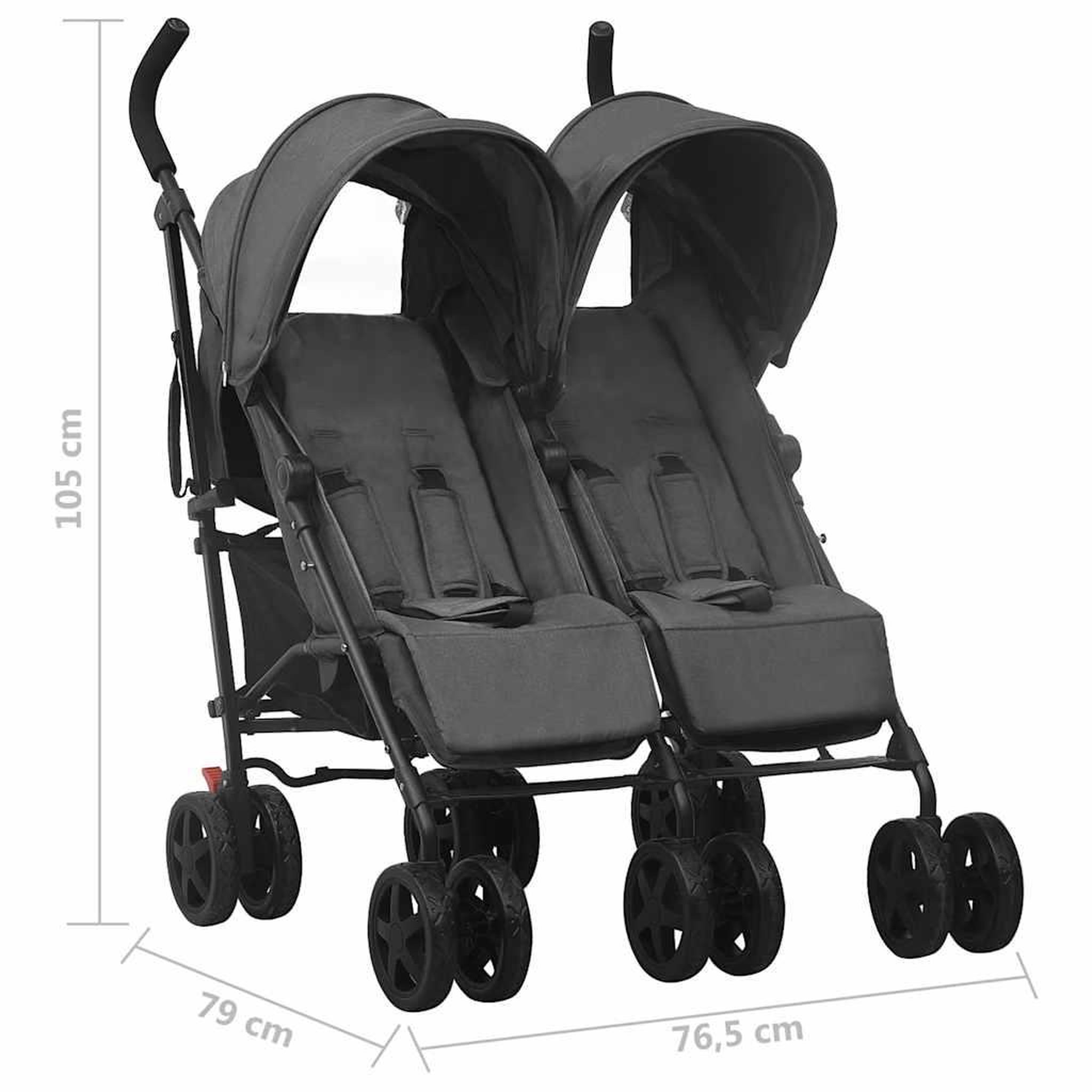 Voir la diapositive 6 : VIDAXL Poussette a deux places Anthracite Acier