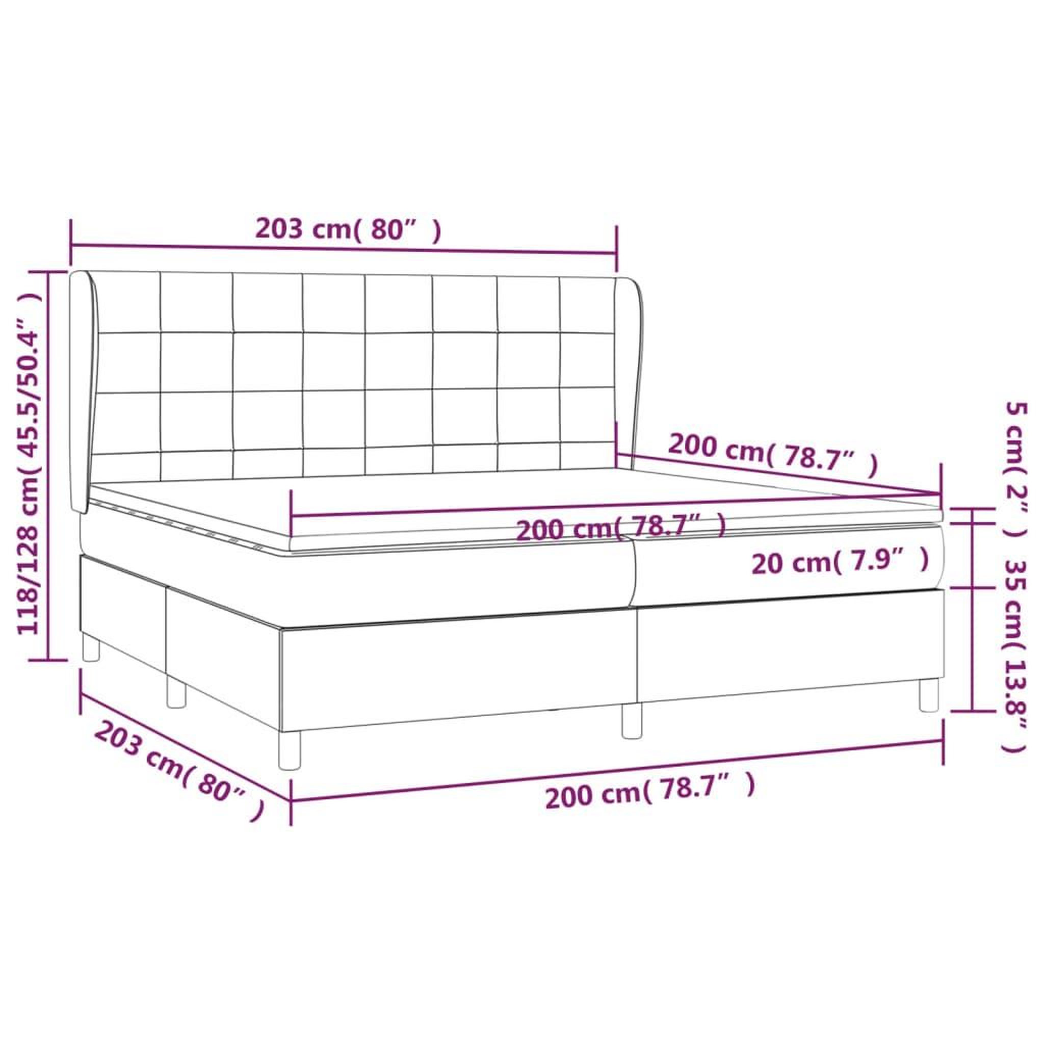Voir la diapositive 6 : VIDAXL Sommier a lattes de lit et matelas Gris clair 200x200cm Velours